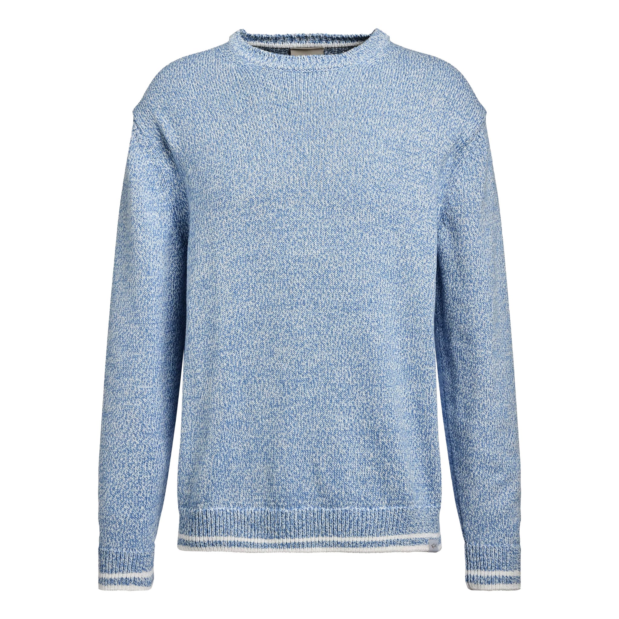 Light Blue Mélange Piuma Cotton Knit Crew Neck - Paul & Shark (RIVIERA) - Image 4