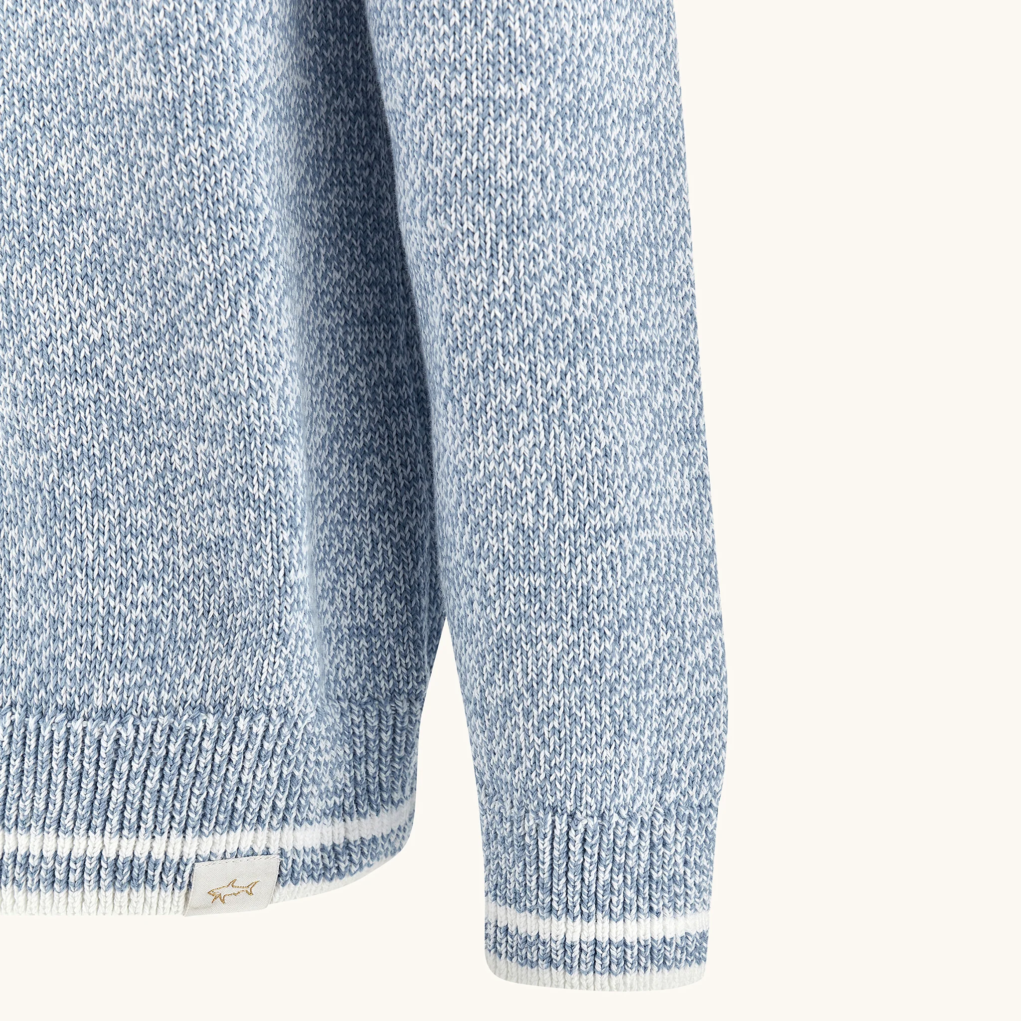 Light Blue Mélange Piuma Cotton Knit Crew Neck - Paul & Shark (RIVIERA) - Image 9