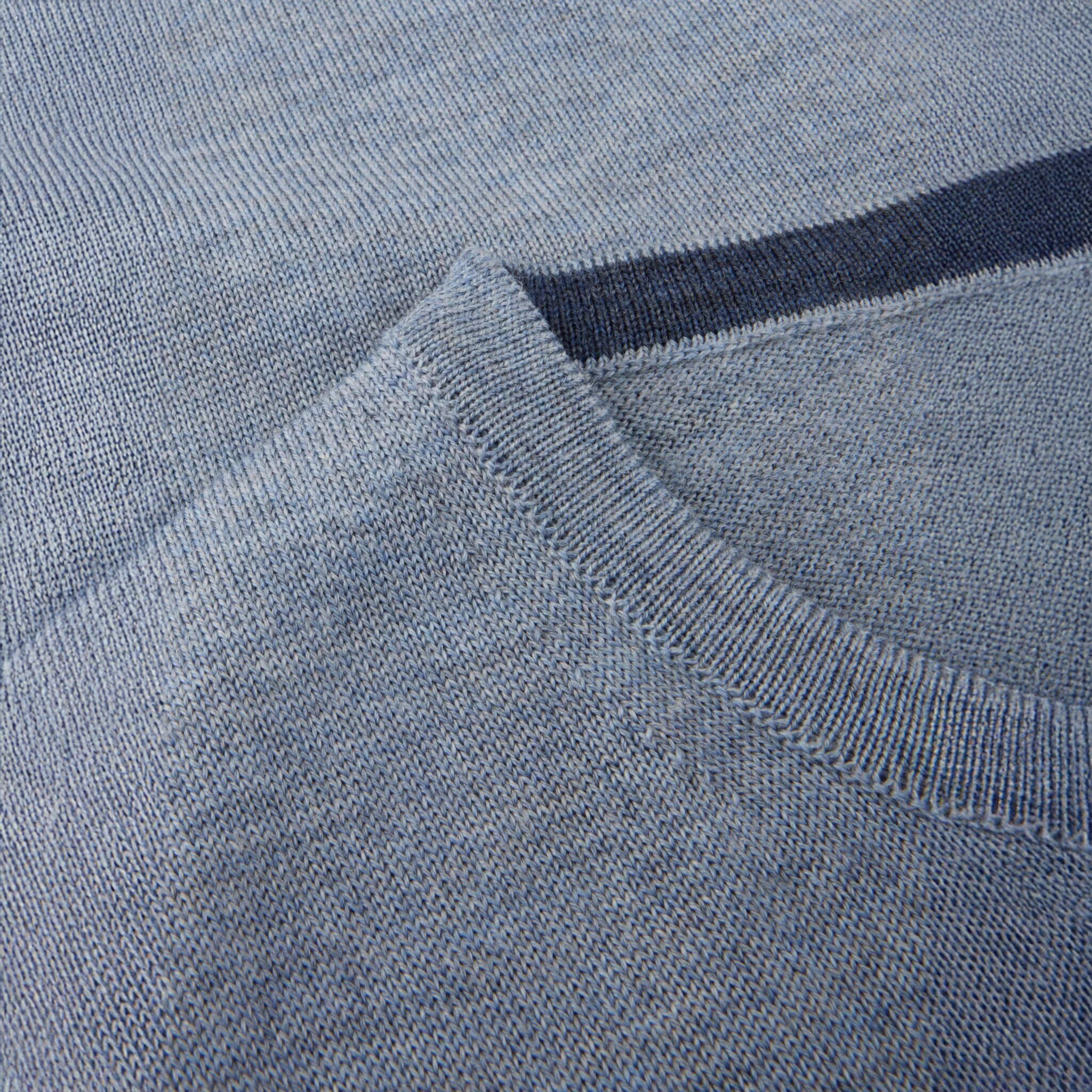 Light Blue Merino Wool Crew Neck Sweater w/ Elbow Patches - Stenströms - Image 3