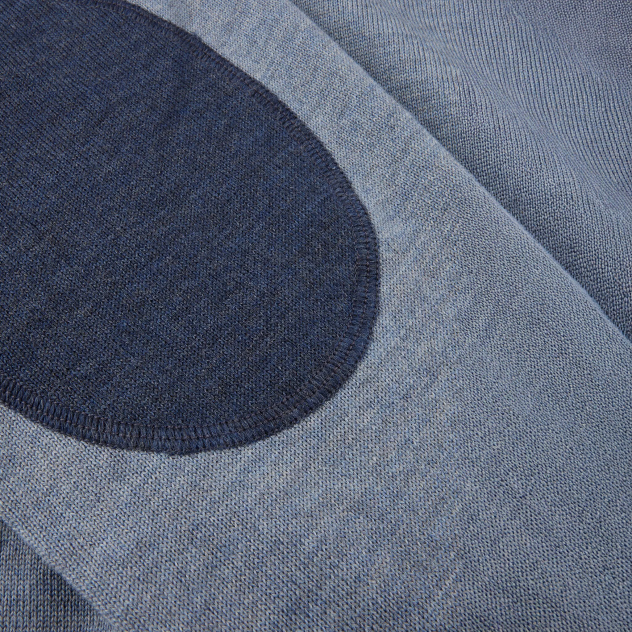 Light Blue Merino Wool Crew Neck Sweater w/ Elbow Patches - Stenströms - Image 5