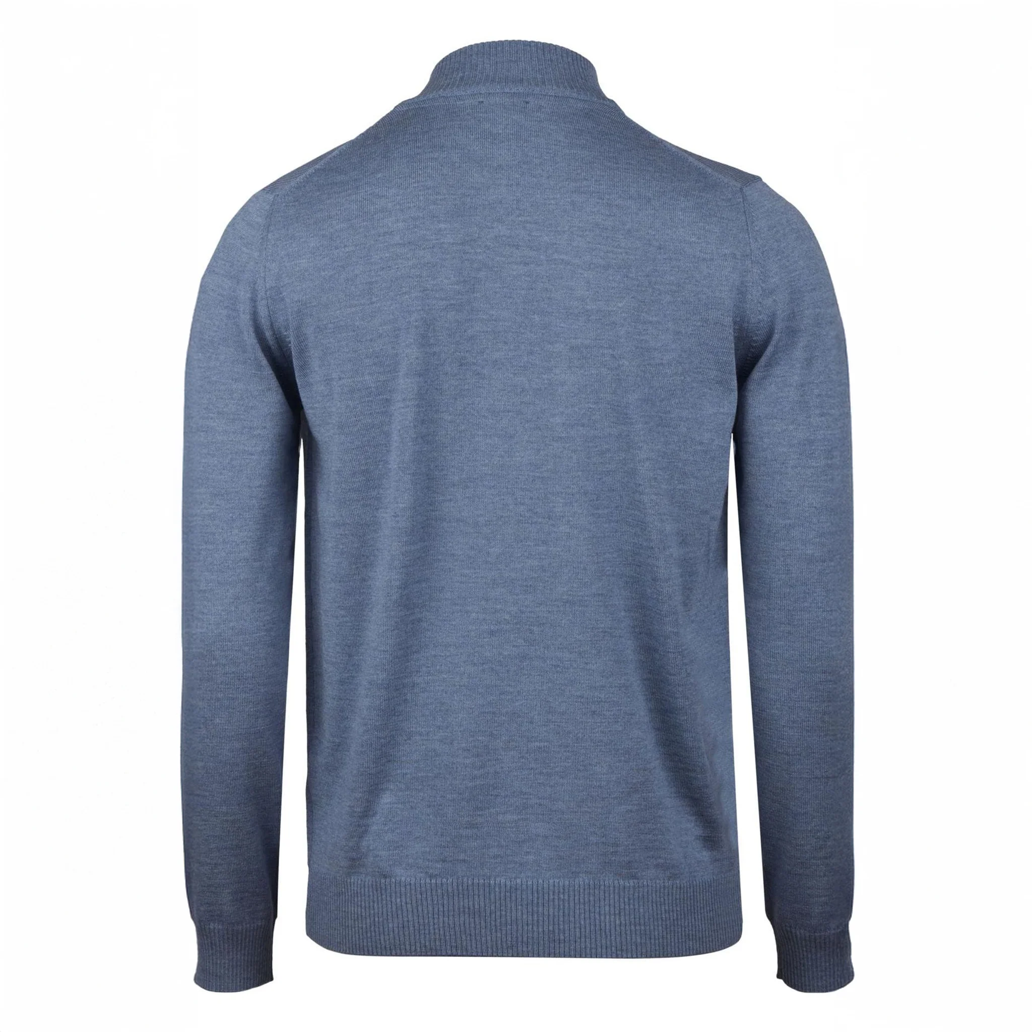 Light Blue Merino Wool Half Zip Sweater - Stenströms - Image 2