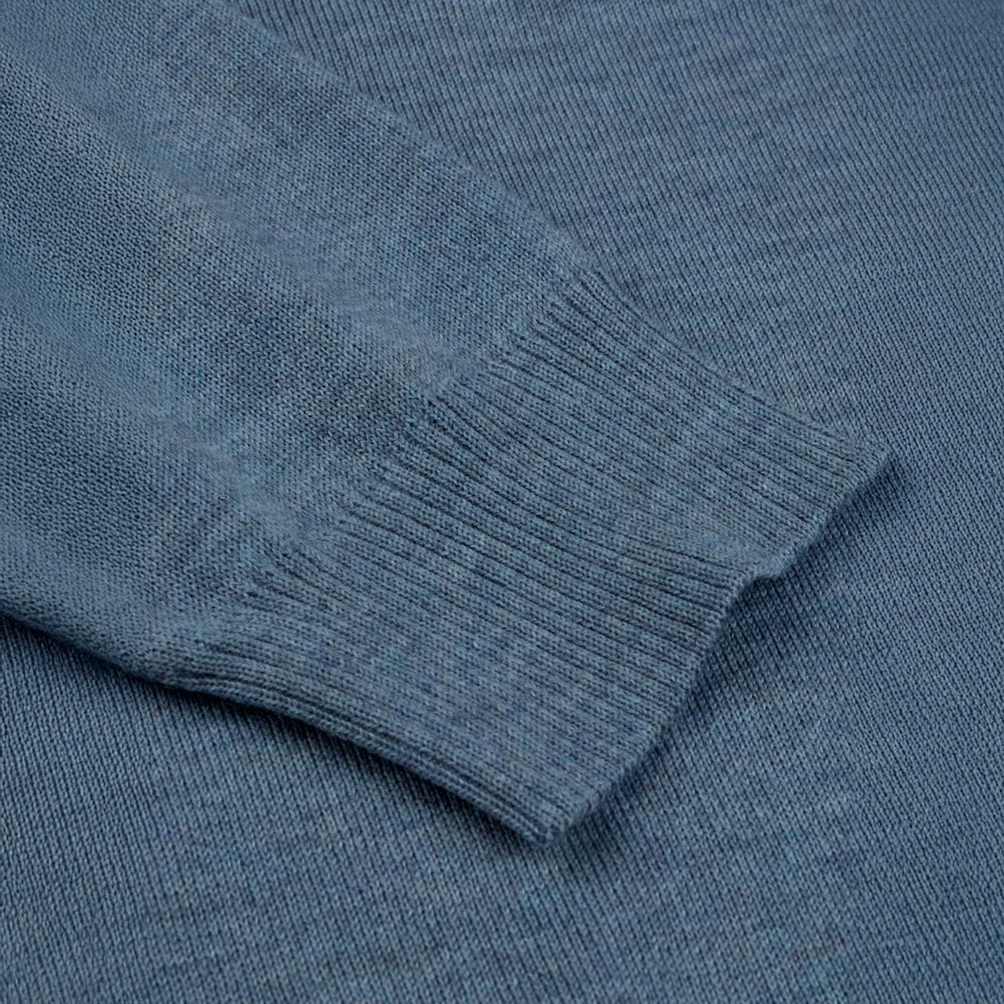 Light Blue Merino Wool Half Zip Sweater - Stenströms - Image 4