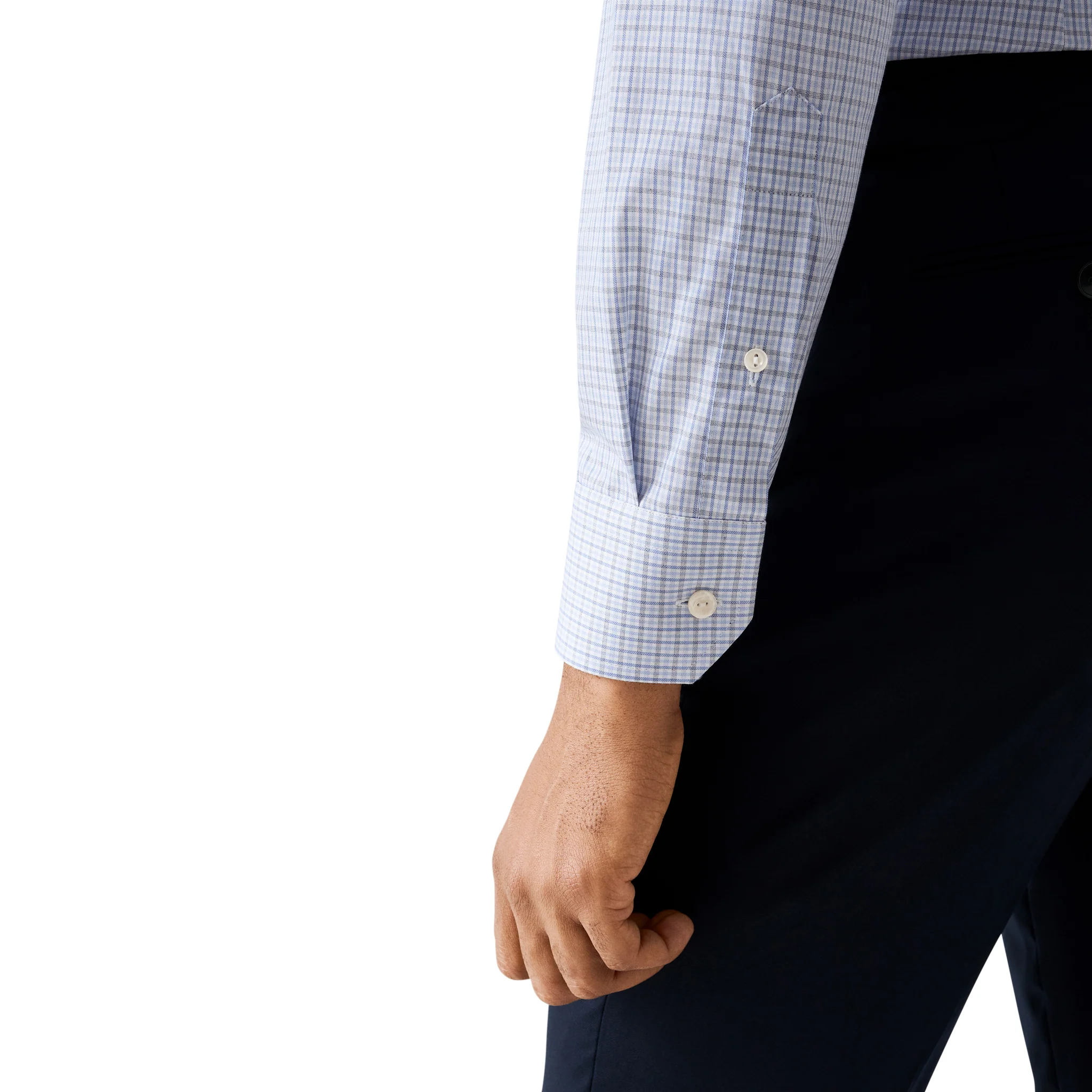 Light Blue Micro Check Cotton Twill Slim Fit Shirt - ETON - Image 6
