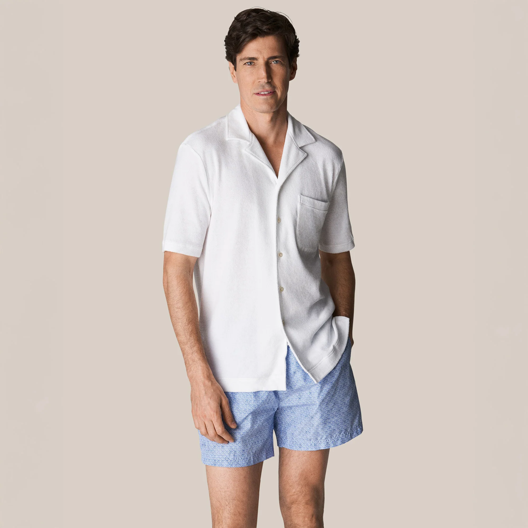 Light Blue Micro Geometric Print Swim Shorts - ETON - Image 4