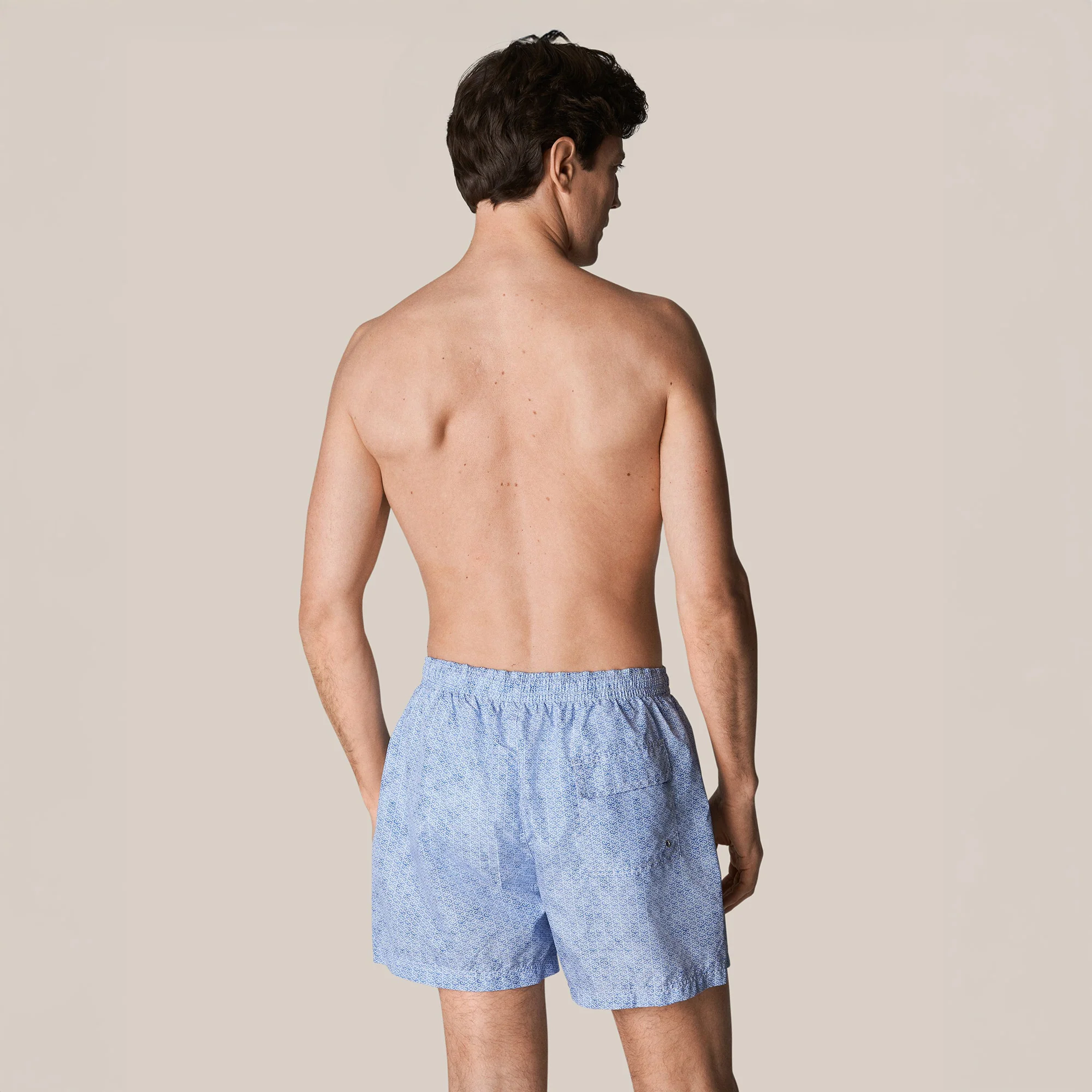 Light Blue Micro Geometric Print Swim Shorts - ETON - Image 5