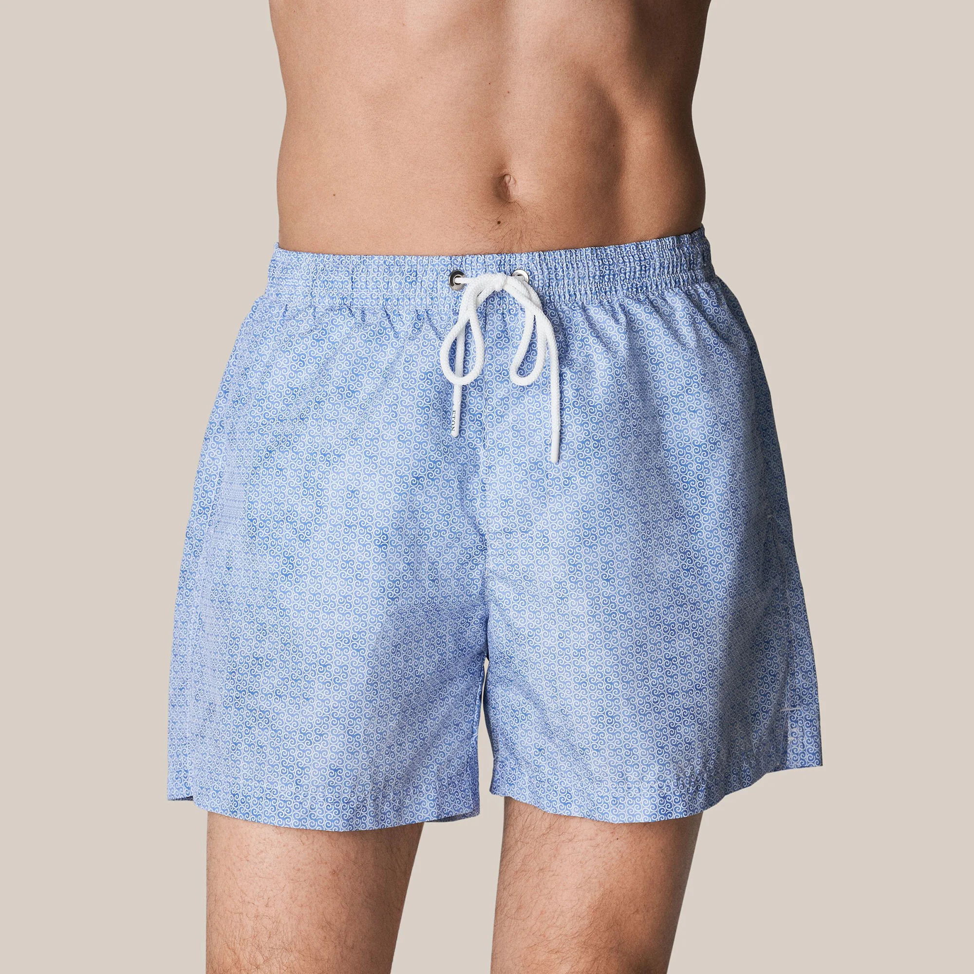 Light Blue Micro Geometric Print Swim Shorts - ETON - Image 6