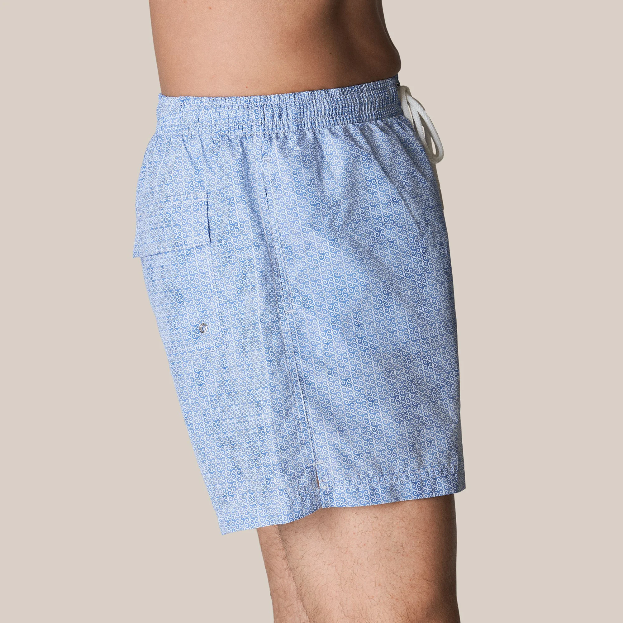 Light Blue Micro Geometric Print Swim Shorts - ETON - Image 7