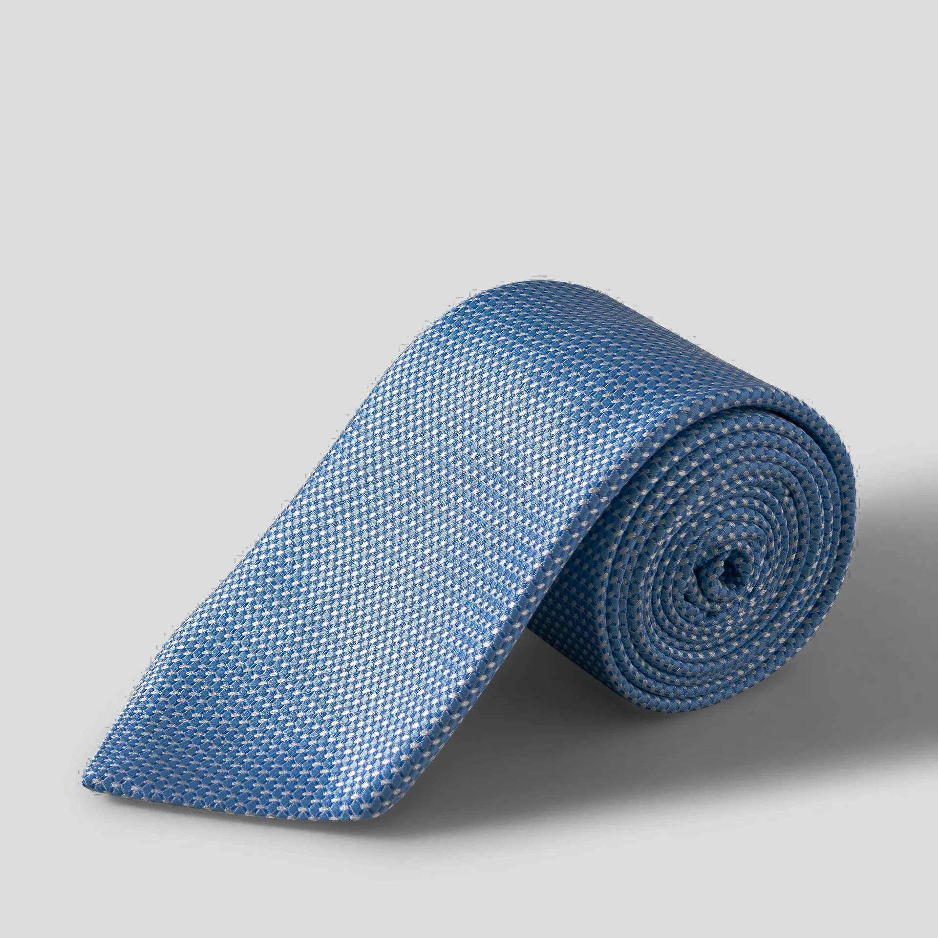 Light Blue Micro Pattern Woven Silk Tie - ETON
