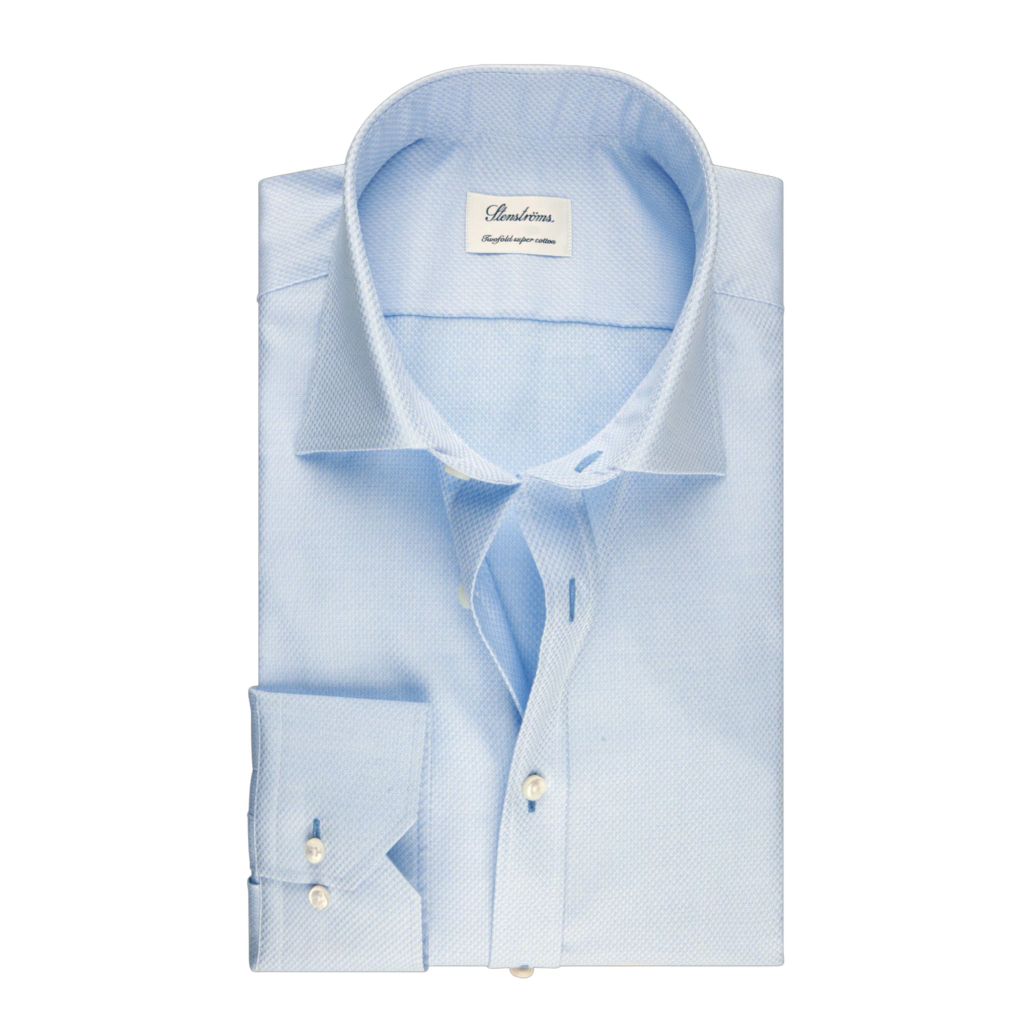 Light Blue Micro Patterned Twill Comfort Fit Shirt - Stenströms