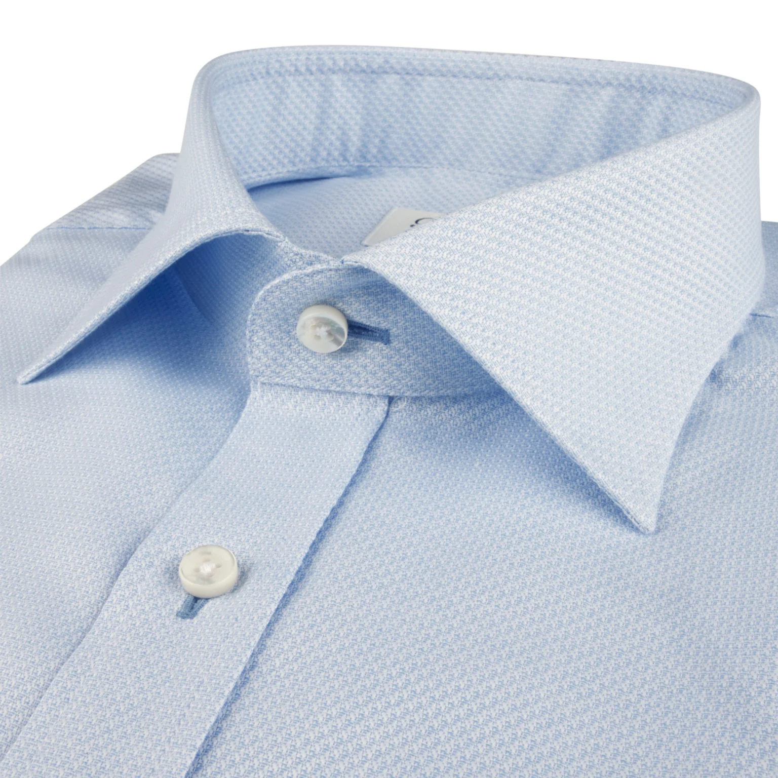 Light Blue Micro Patterned Twill Comfort Fit Shirt - Stenströms - Image 2