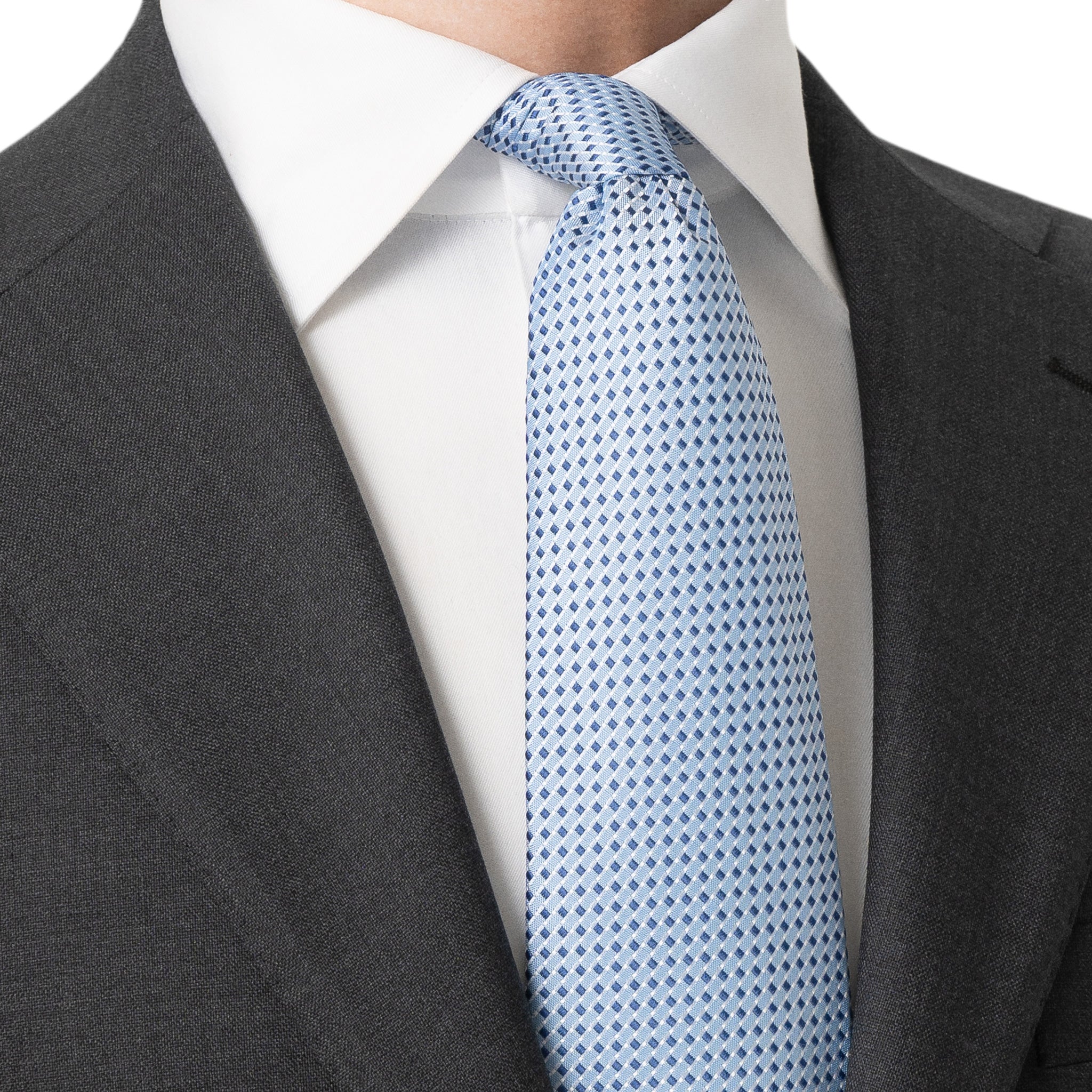 Light Blue Micro Patterned Woven Silk Tie - ETON - Image 2