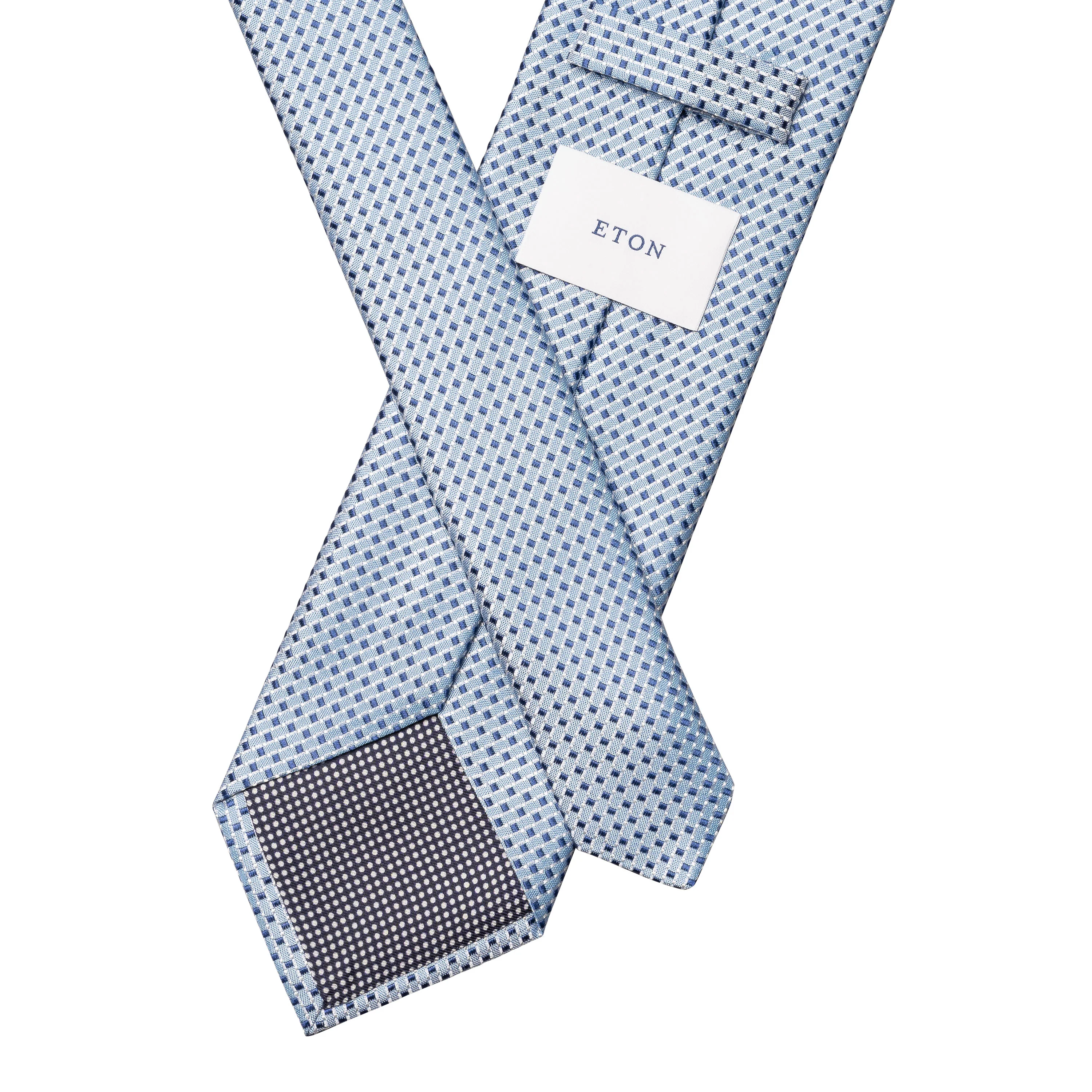 Light Blue Micro Patterned Woven Silk Tie - ETON - Image 4