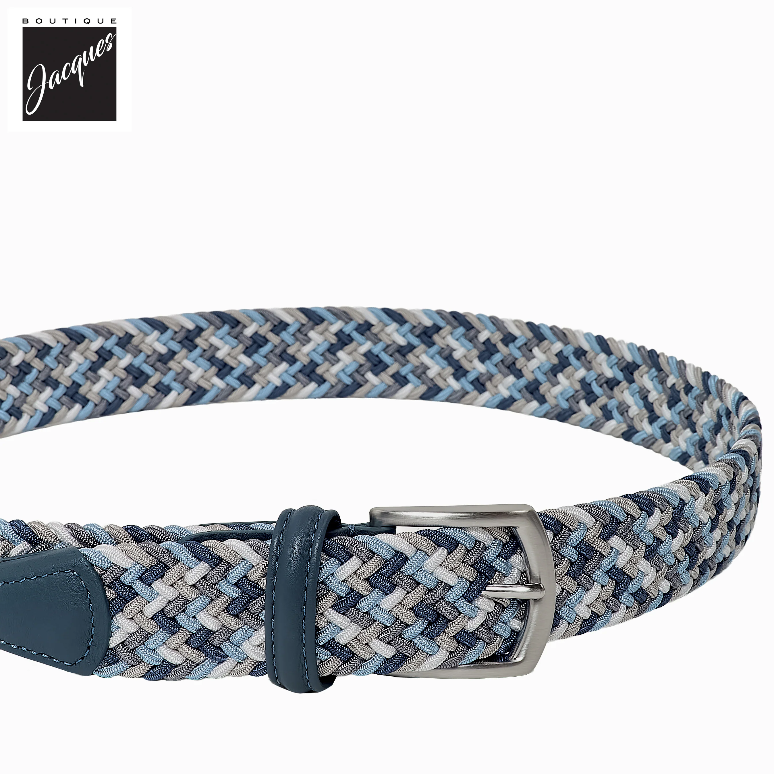 Light Blue Multicolour Woven Elastic Belt - Anderson's - Image 2