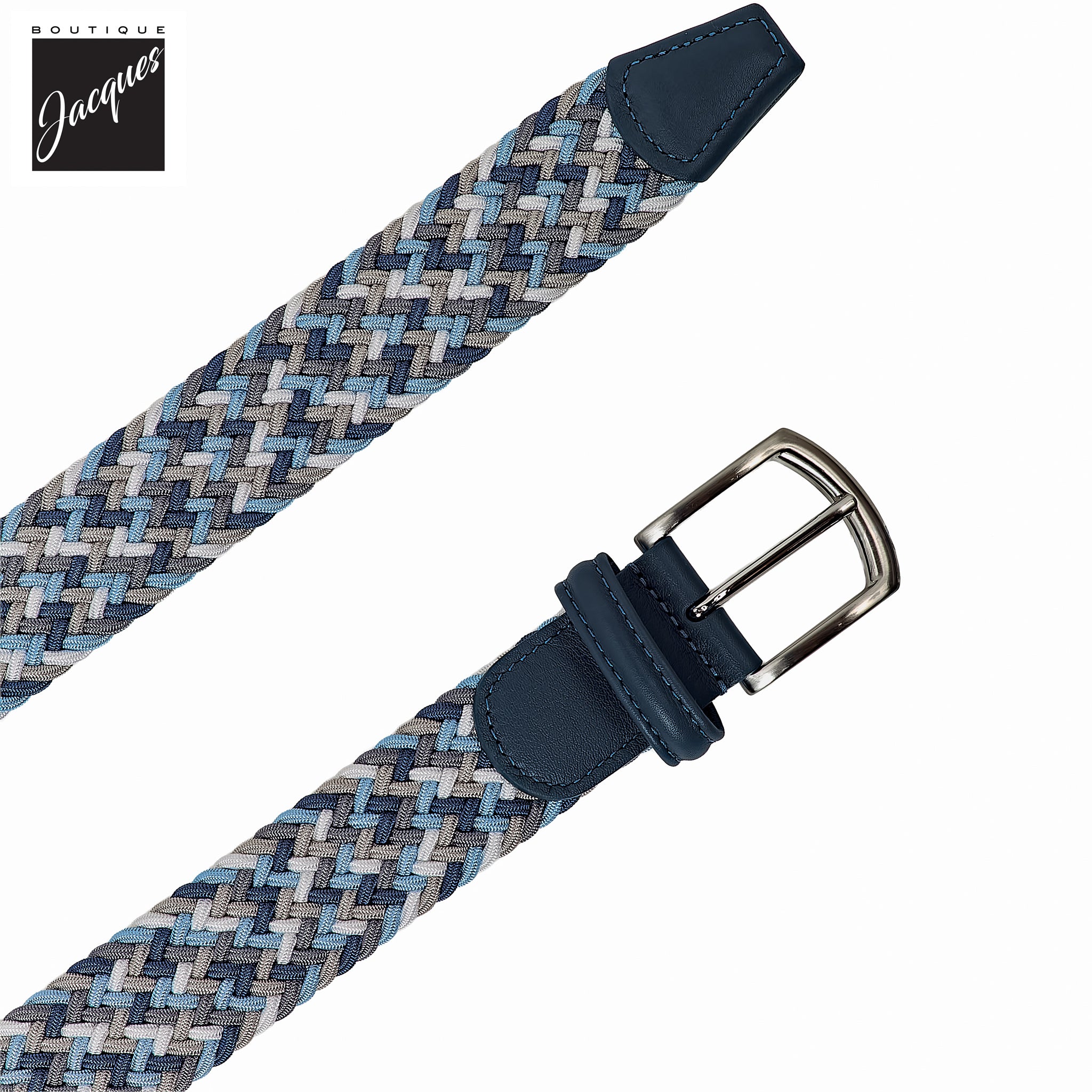 Light Blue Multicolour Woven Elastic Belt - Anderson's - Image 3