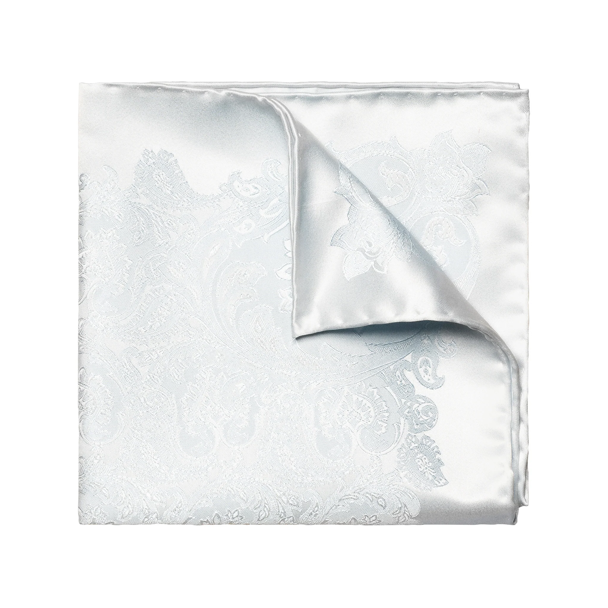 Light Blue Paisley Print Silk Jacquard Pocket Square - ETON