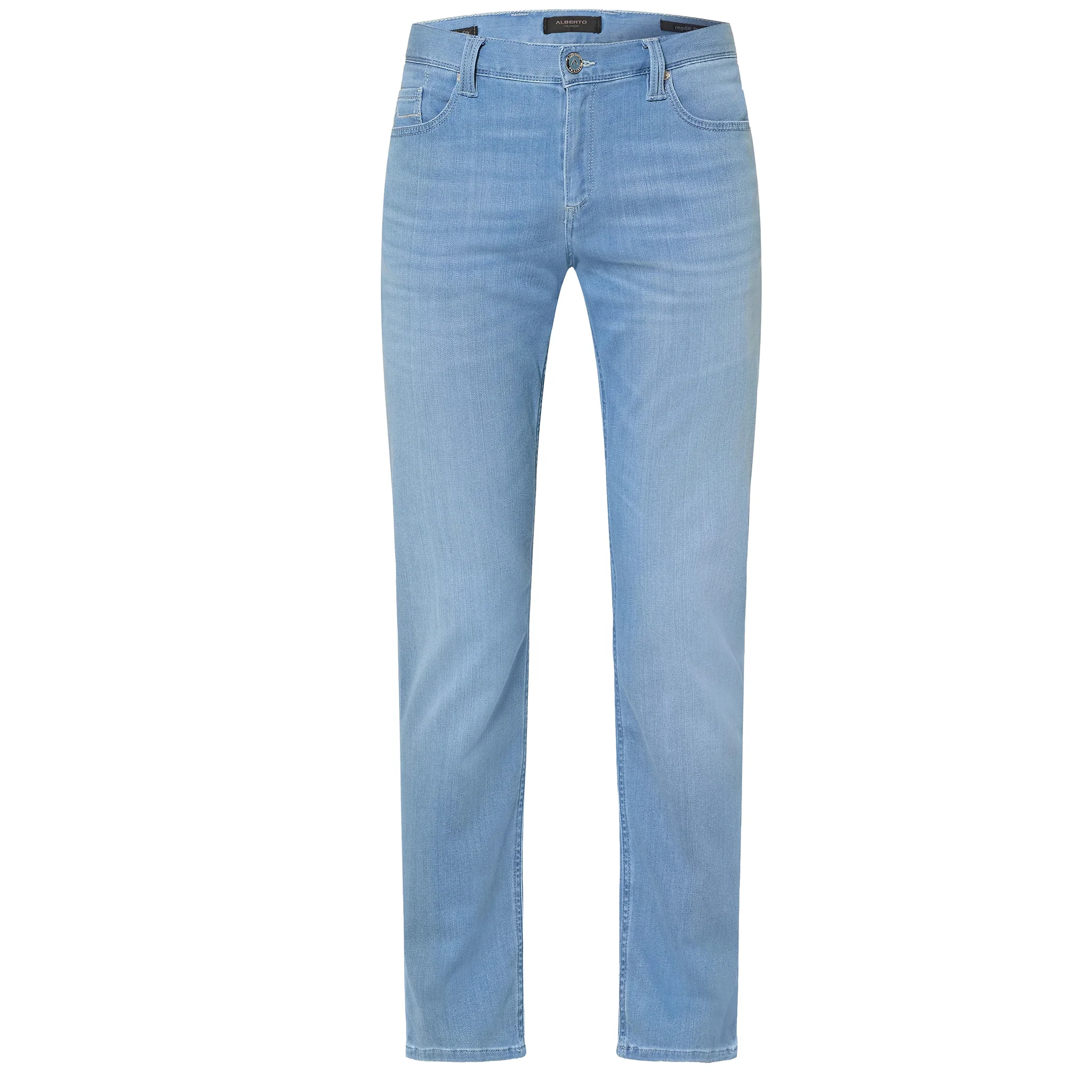 Light Blue Premium Pipe Regular Fit Soft Ultralight Denim - ALBERTO - Image 6