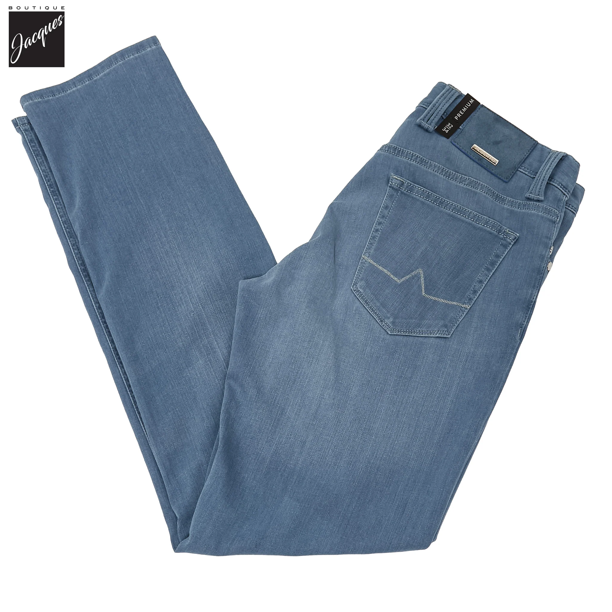 Light Blue Premium Pipe Regular Fit Soft Ultralight Denim - ALBERTO - Image 7