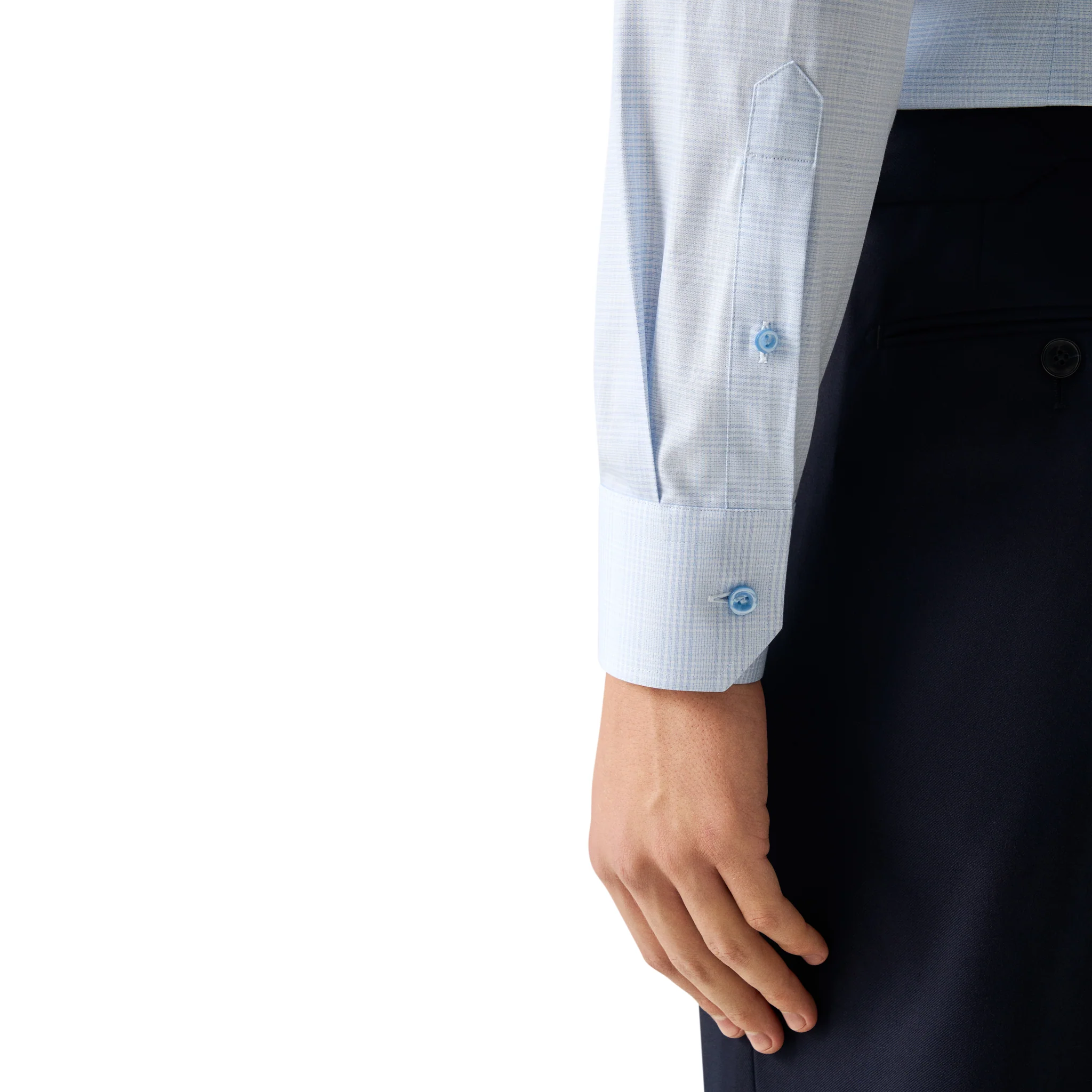 Light Blue Prince of Wales Check Signature Twill Contemporary Fit Shirt - ETON - Image 5