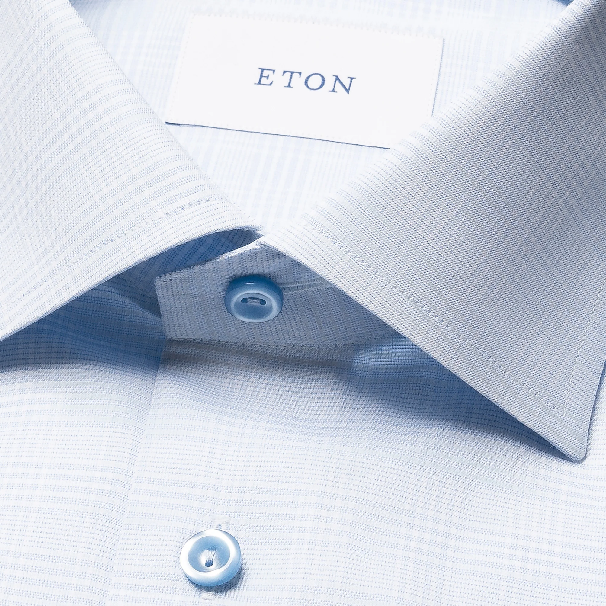 Light Blue Prince of Wales Check Signature Twill Contemporary Fit Shirt - ETON - Image 6