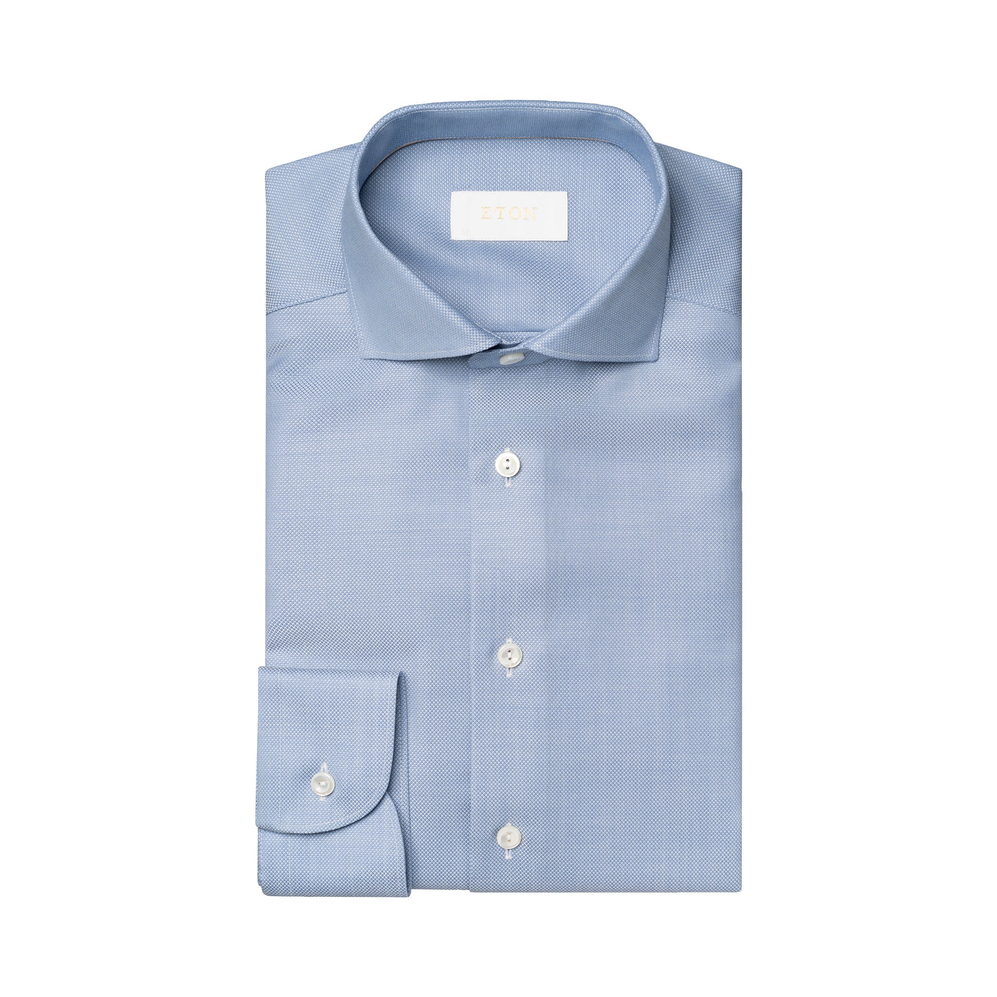 Light Blue Royal Oxford Merino Wool Slim Fit Shirt - ETON