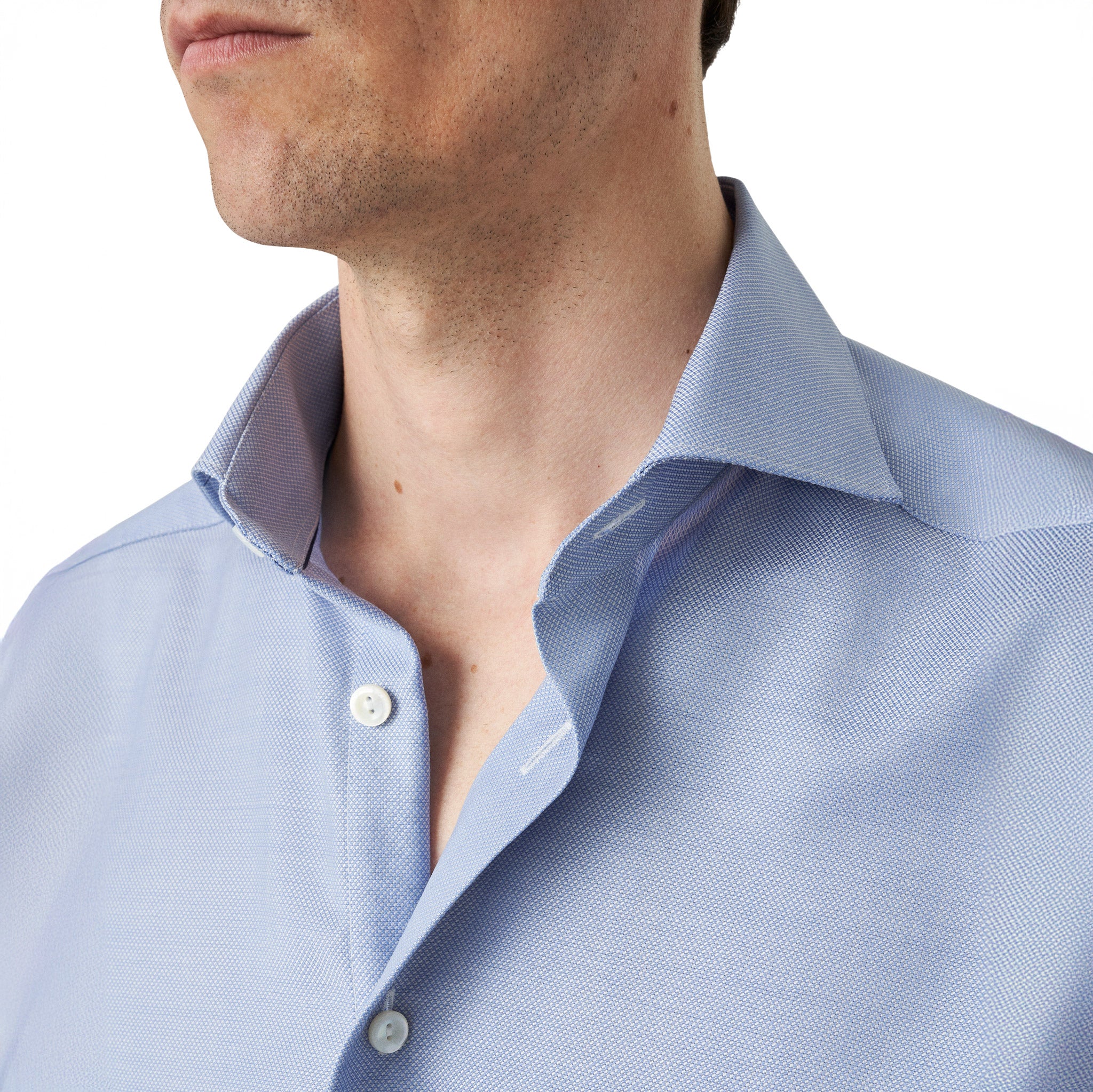 Light Blue Royal Oxford Merino Wool Slim Fit Shirt - ETON - Image 5