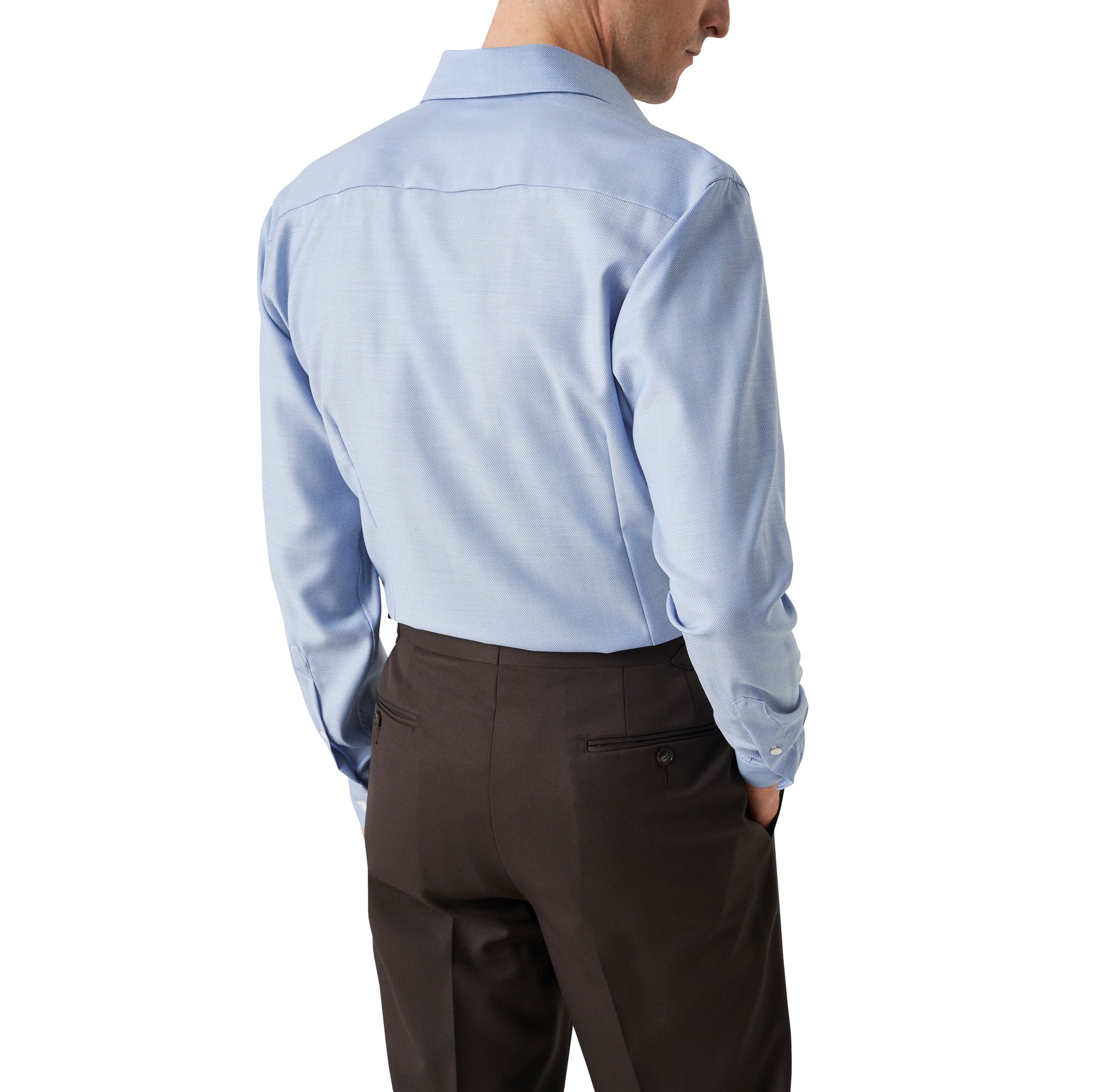 Light Blue Royal Oxford Merino Wool Slim Fit Shirt - ETON - Image 6
