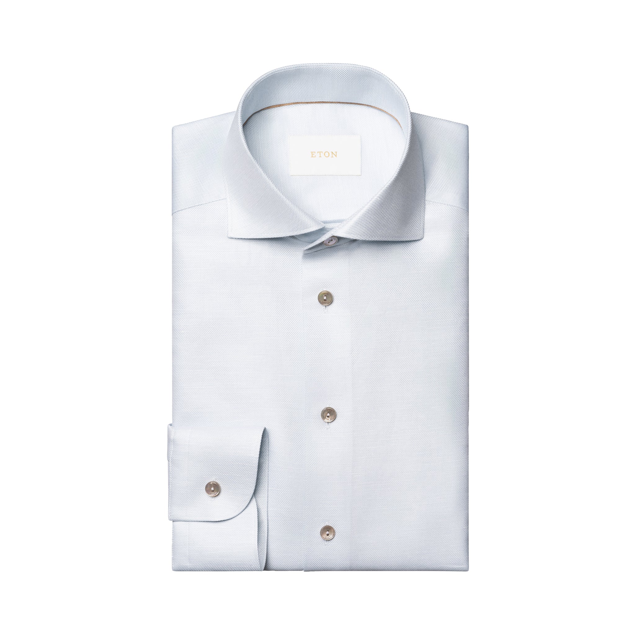 Light Blue Semi-Solid Elevated Cotton/Linen Slim Fit Shirt - ETON