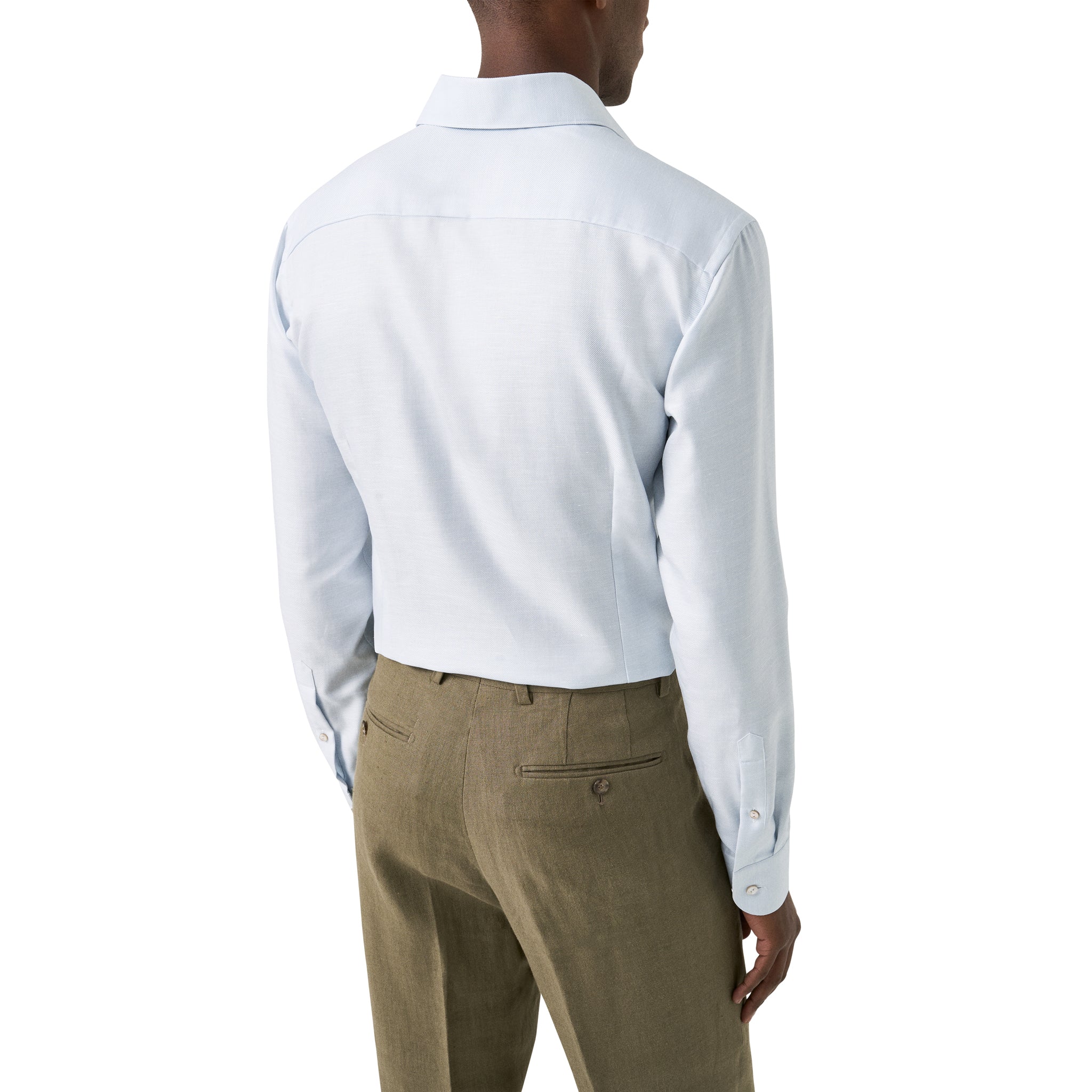 Light Blue Semi-Solid Elevated Cotton/Linen Slim Fit Shirt - ETON - Image 3