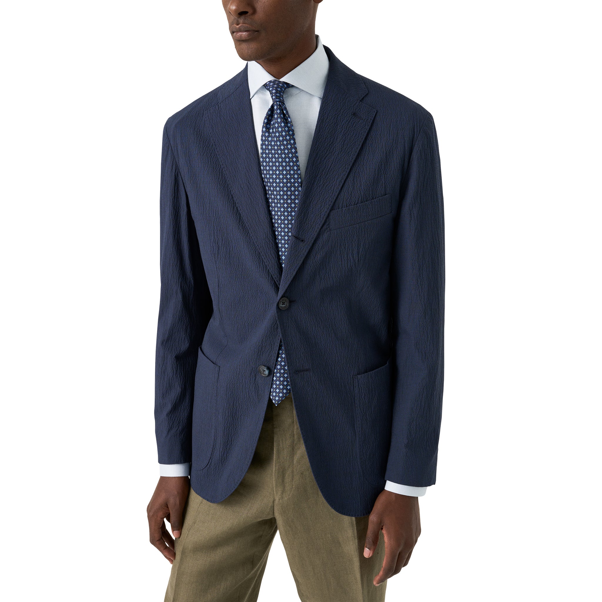 Light Blue Semi-Solid Elevated Cotton/Linen Slim Fit Shirt - ETON - Image 7