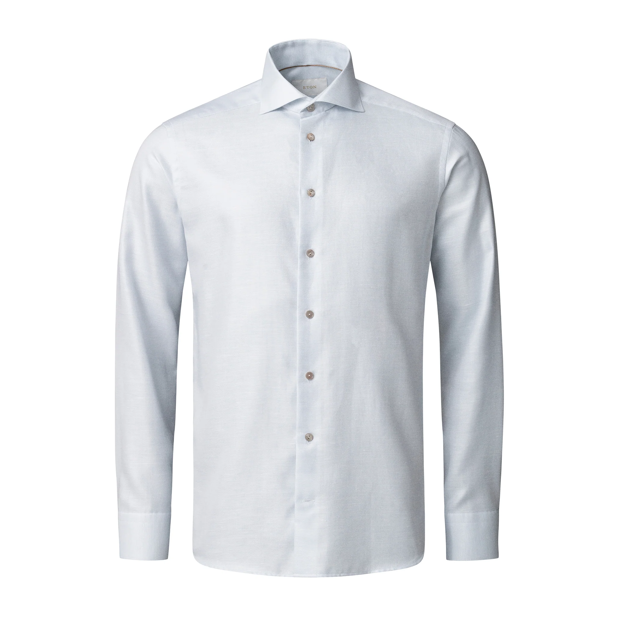 Light Blue Semi-Solid Elevated Cotton/Linen Slim Fit Shirt - ETON - Image 8