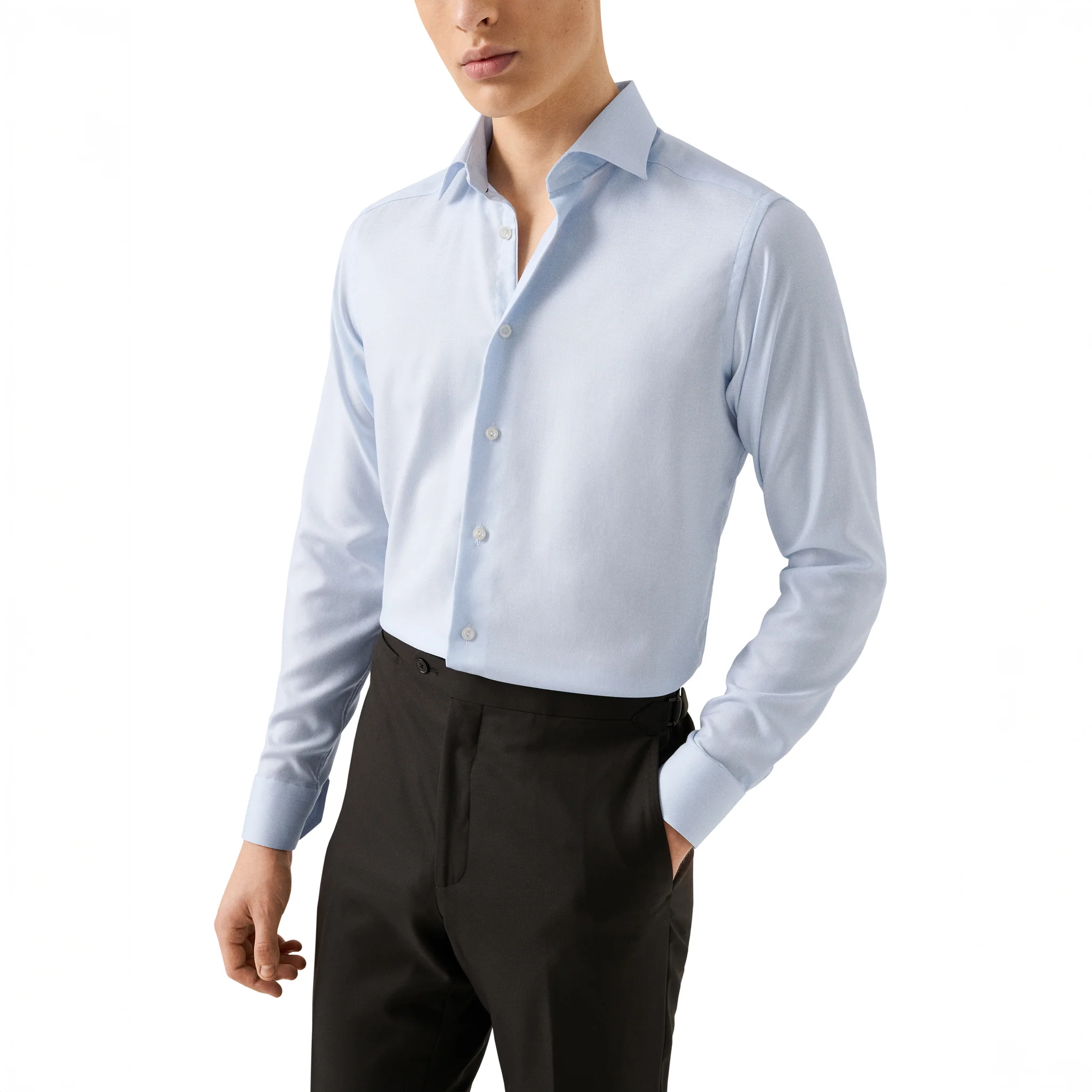 Light Blue Semi-Solid Fine Twill Slim Fit Shirt - ETON - Image 4