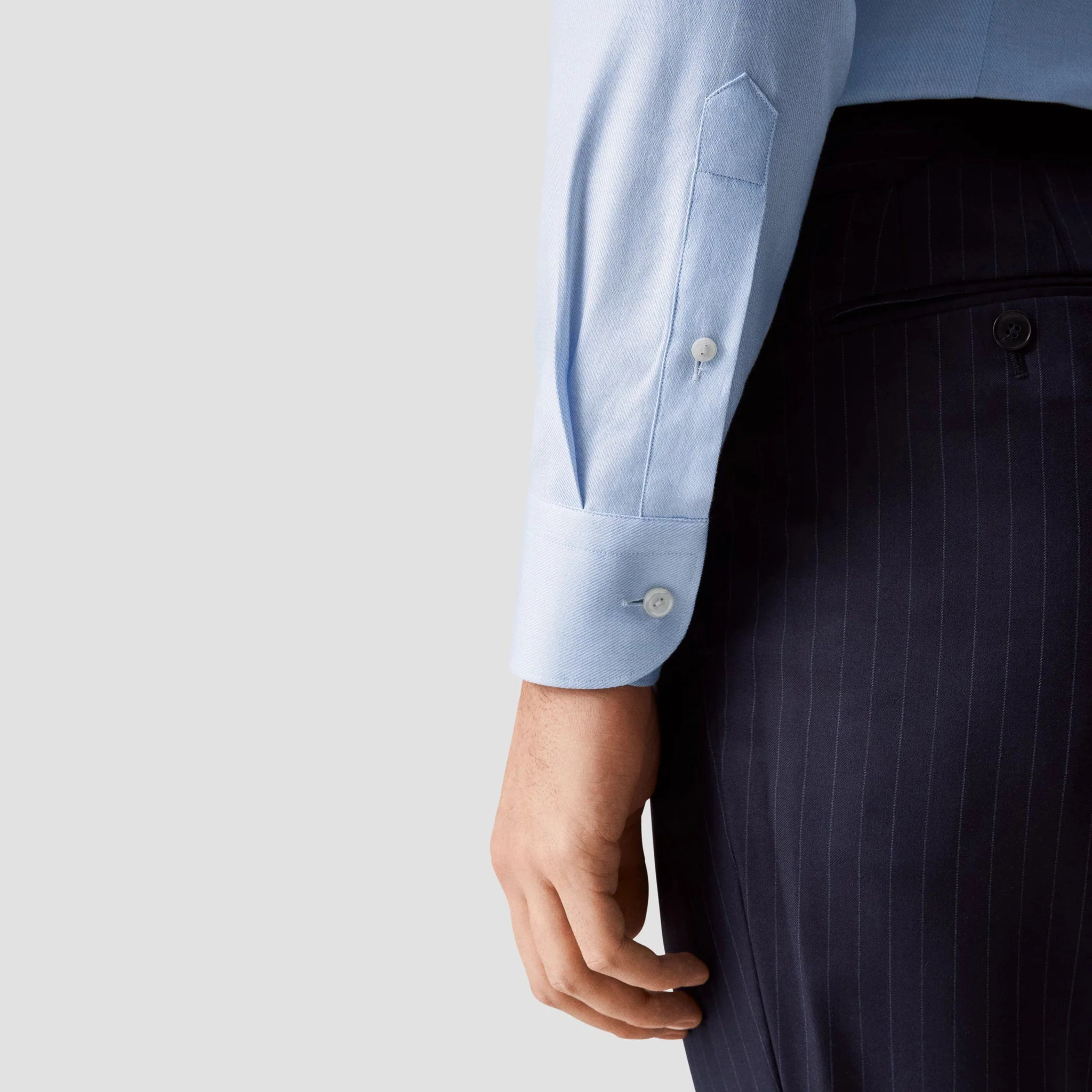 Light Blue Semi-Solid Fine Twill Slim Fit Shirt - ETON - Image 7
