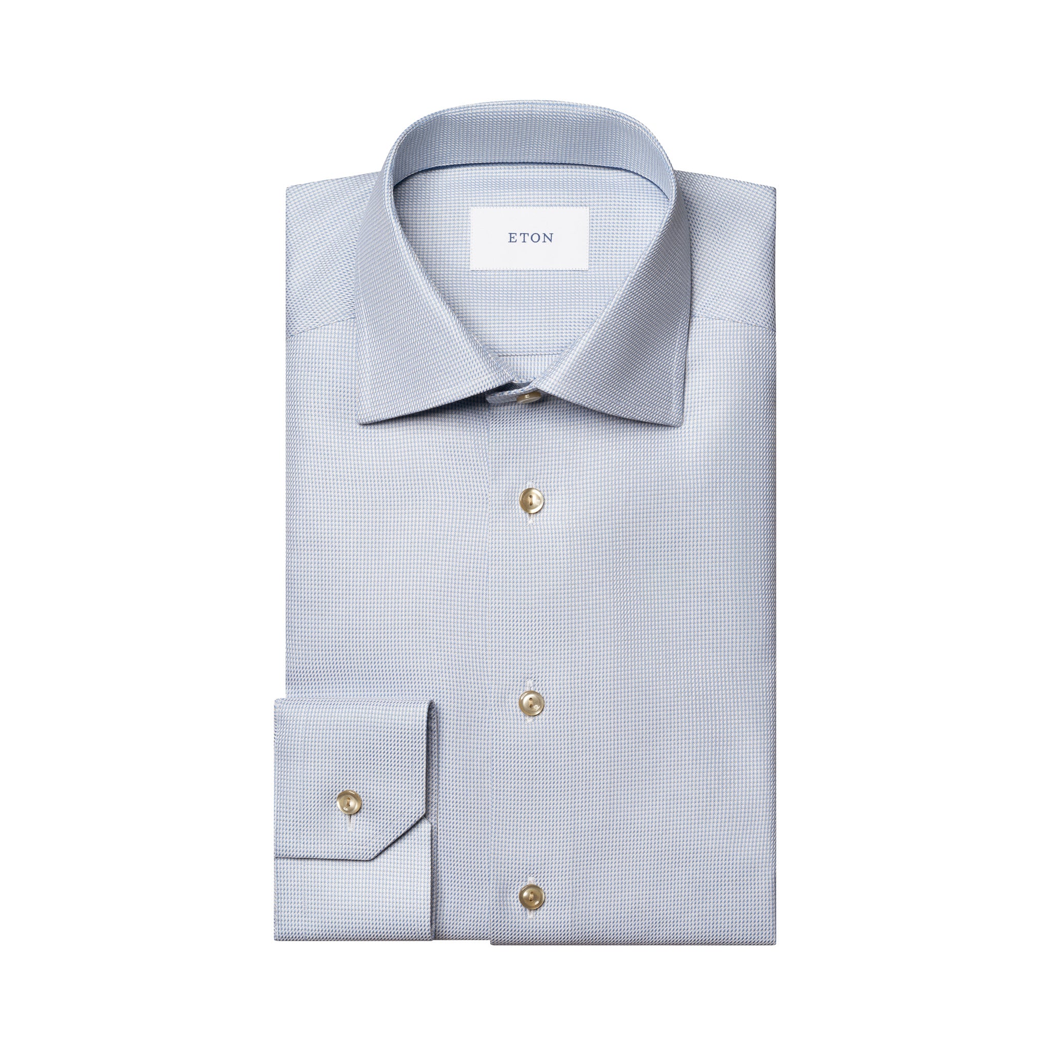 Light Blue Semi Solid Signature Twill Contemporary Fit Shirt - ETON