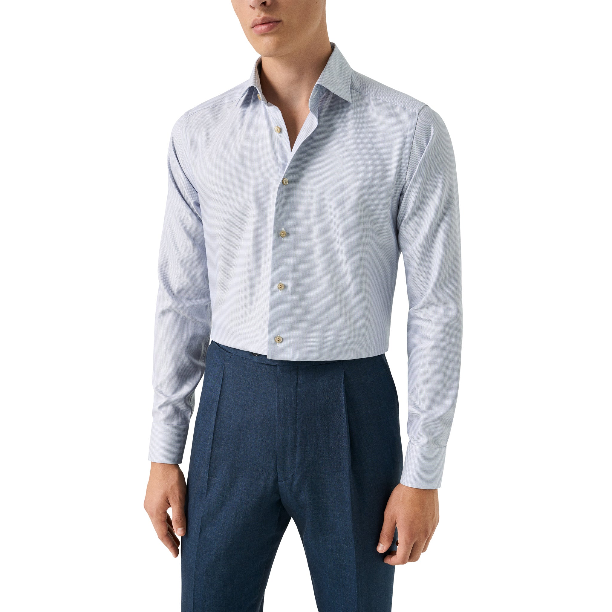 Light Blue Semi Solid Signature Twill Contemporary Fit Shirt - ETON - Image 3