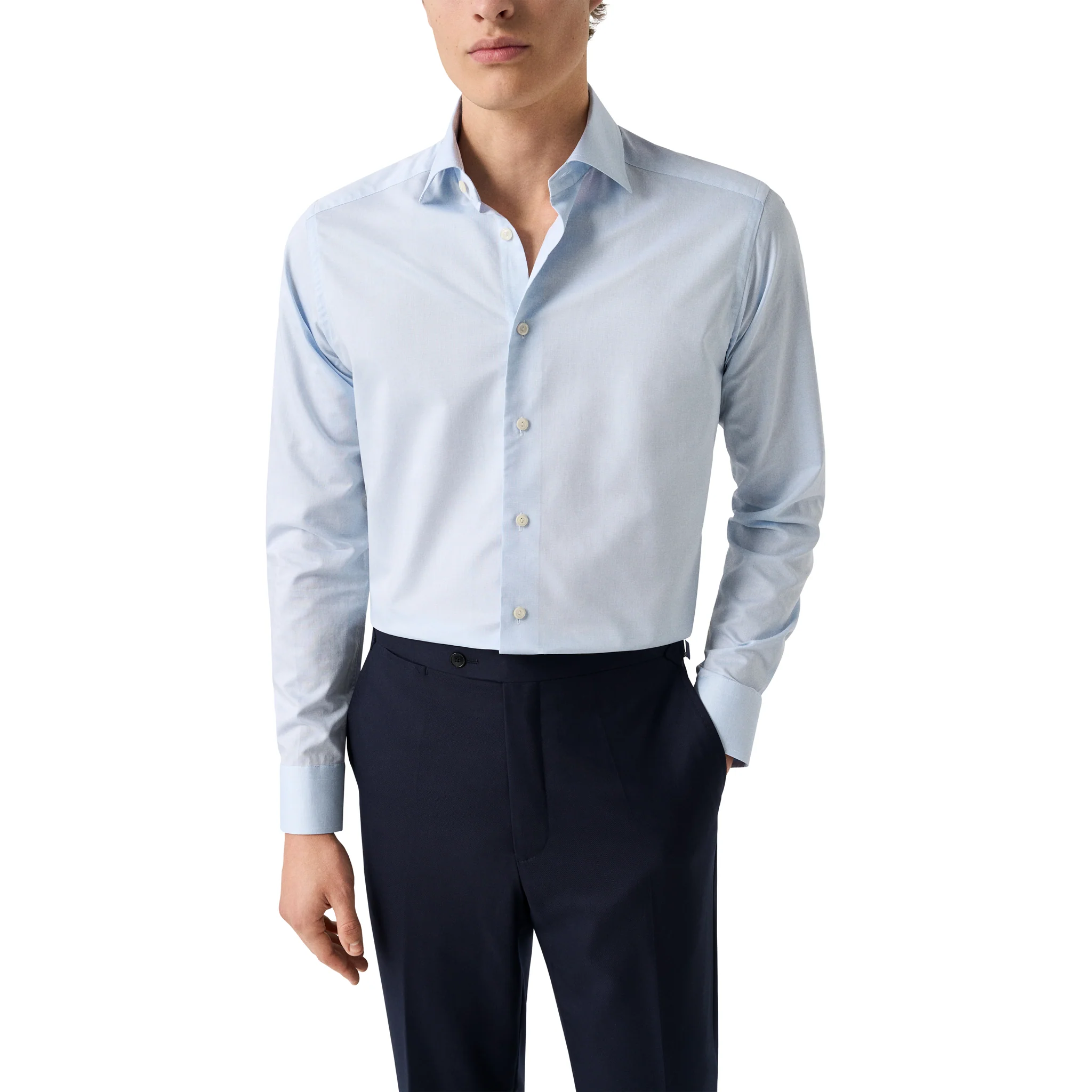 Light Blue Semi Solid Signature Twill Slim Fit Shirt - ETON - Image 2