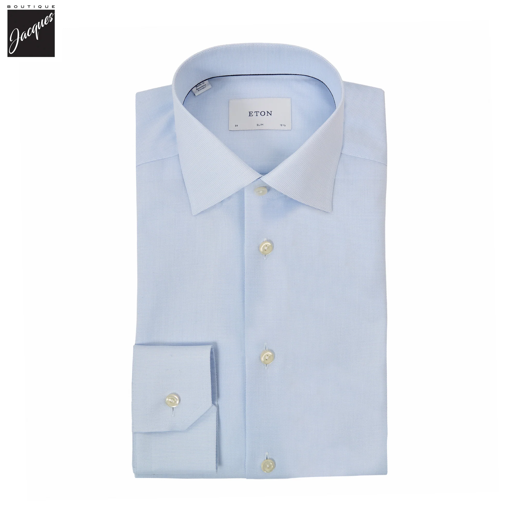 Light Blue Semi Solid Signature Twill Slim Fit Shirt - ETON