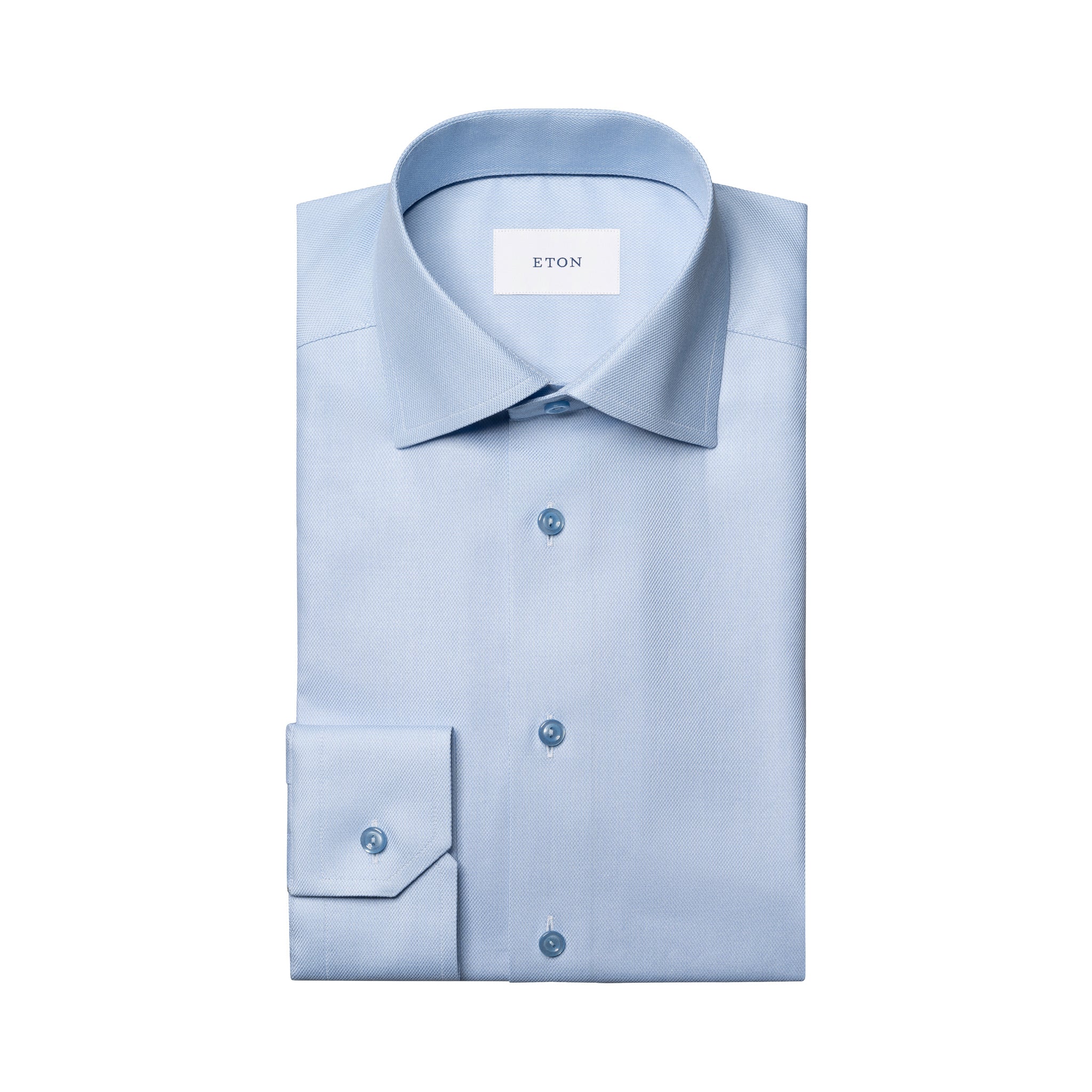 Light Blue Semi-Solid Twill Contemporary Fit Shirt - ETON
