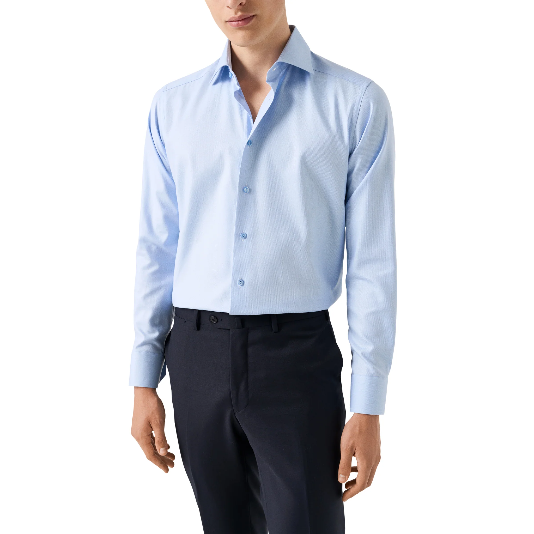 Light Blue Semi-Solid Twill Contemporary Fit Shirt - ETON - Image 3
