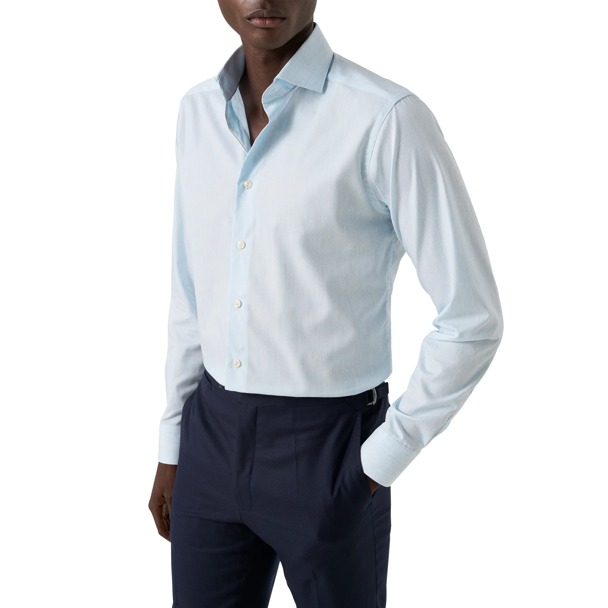 Light Blue Solid Signature Twill Contemporary Fit Shirt - ETON - Image 3