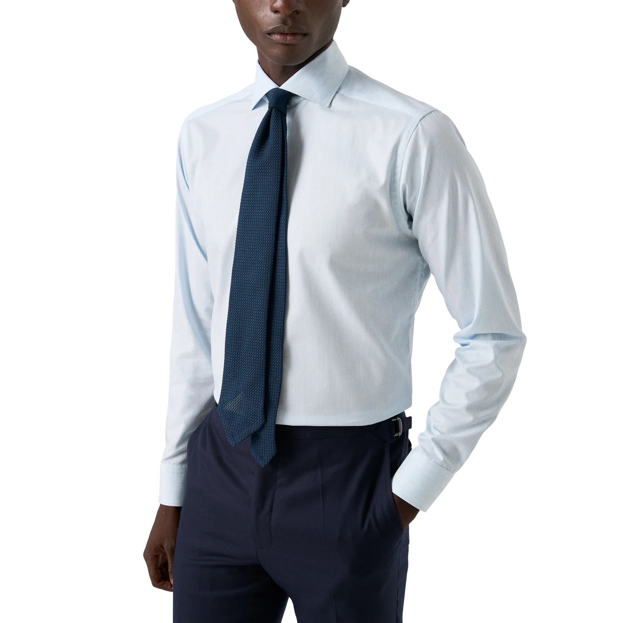Light Blue Solid Signature Twill Contemporary Fit Shirt - ETON - Image 7