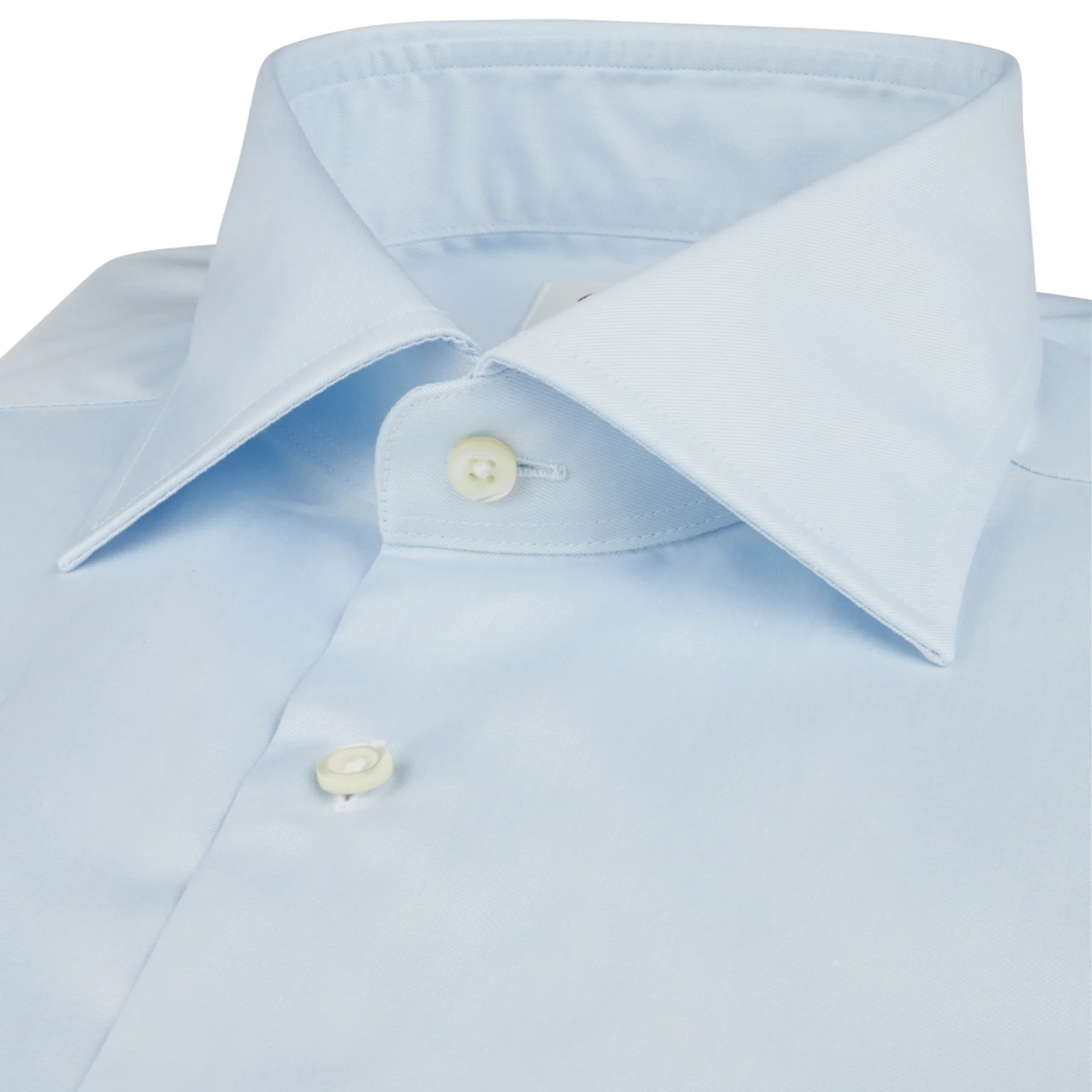 Light Blue Solid Twill Fitted Body Dress Shirt - Stenströms - Image 2