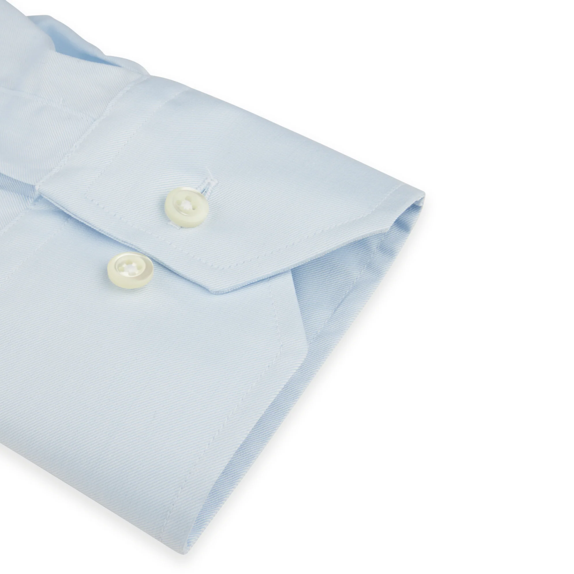Light Blue Solid Twill Fitted Body Dress Shirt - Stenströms - Image 3