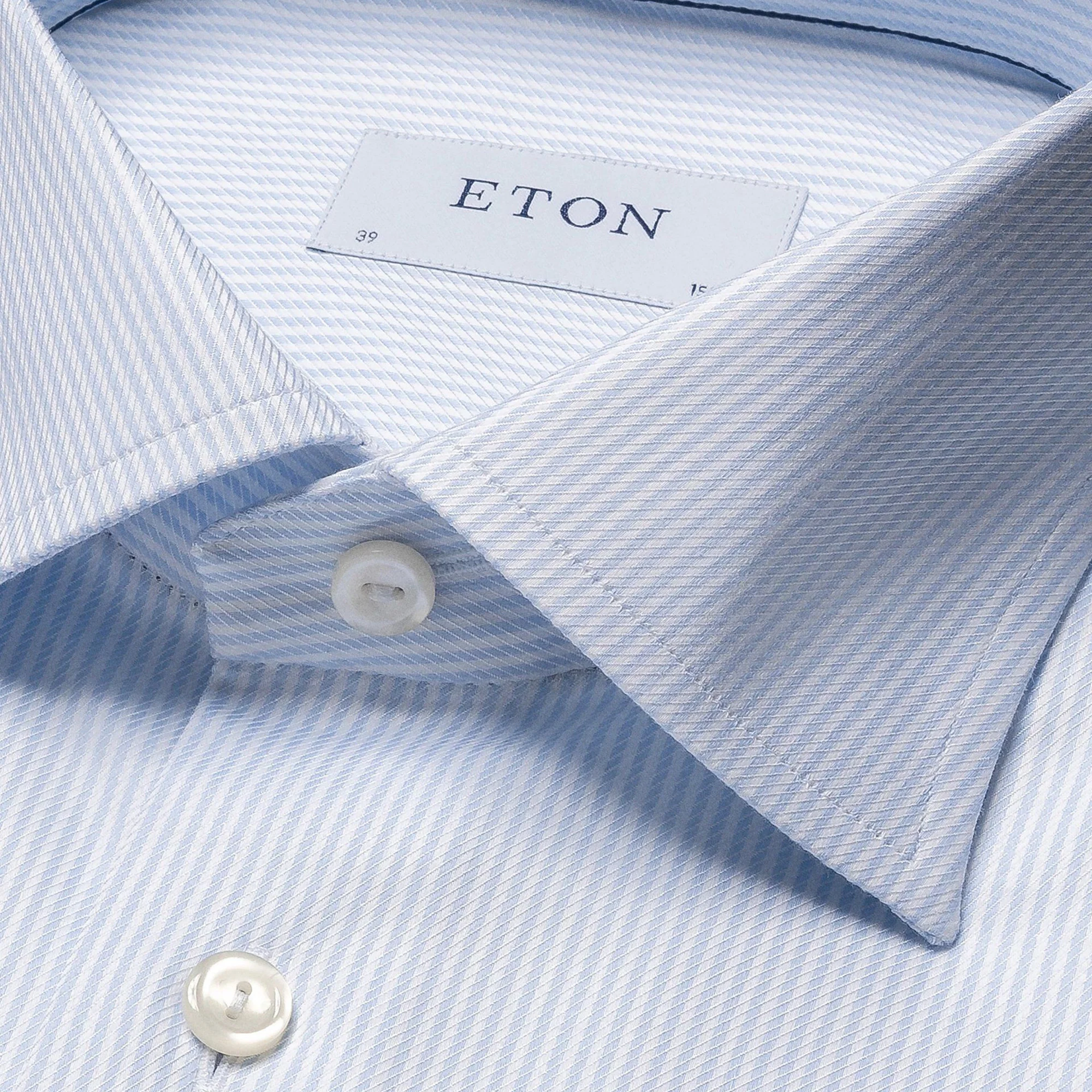 Light Blue Striped Cotton-Tencel Contemporary Fit Shirt - ETON - Image 2