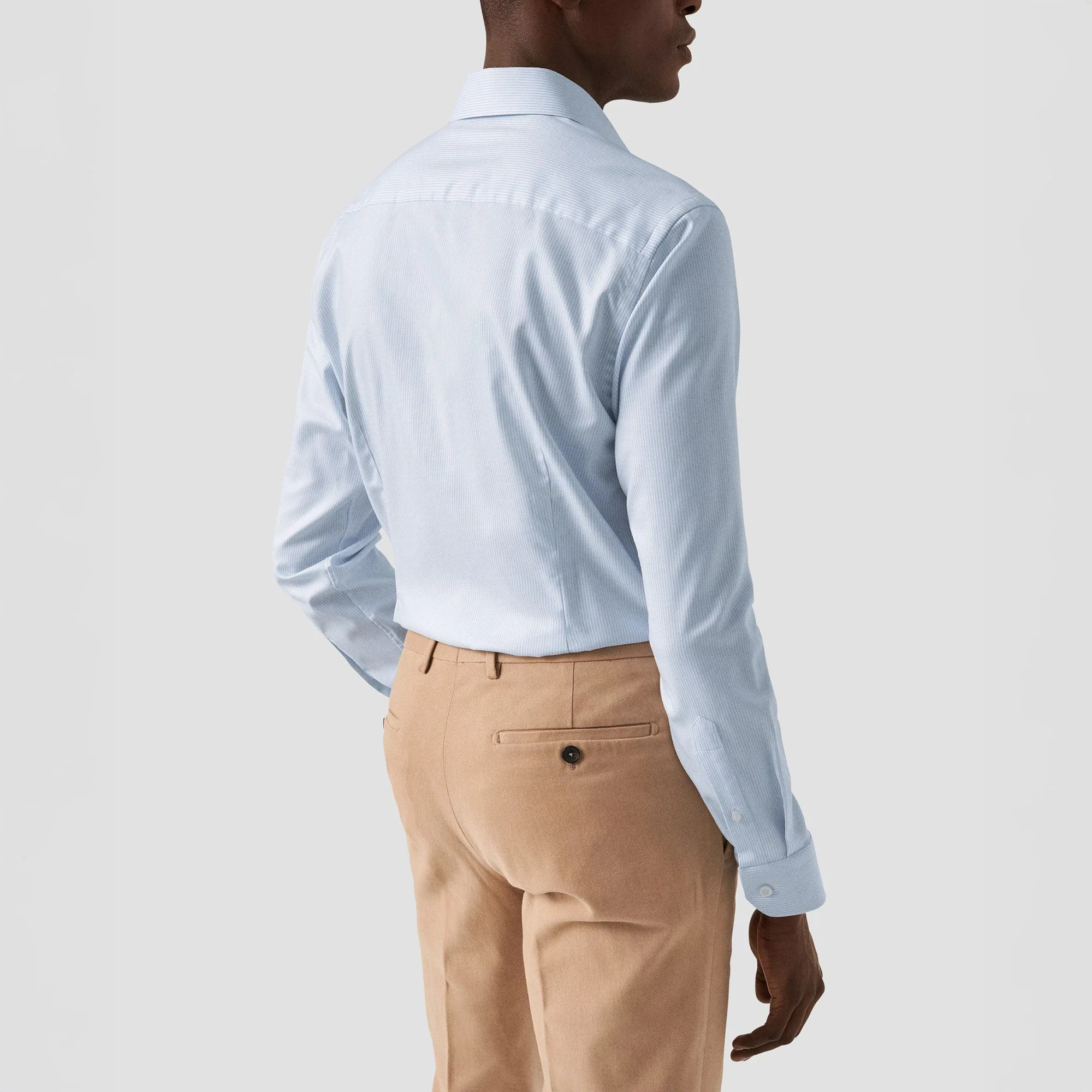 Light Blue Striped Cotton-Tencel Contemporary Fit Shirt - ETON - Image 5