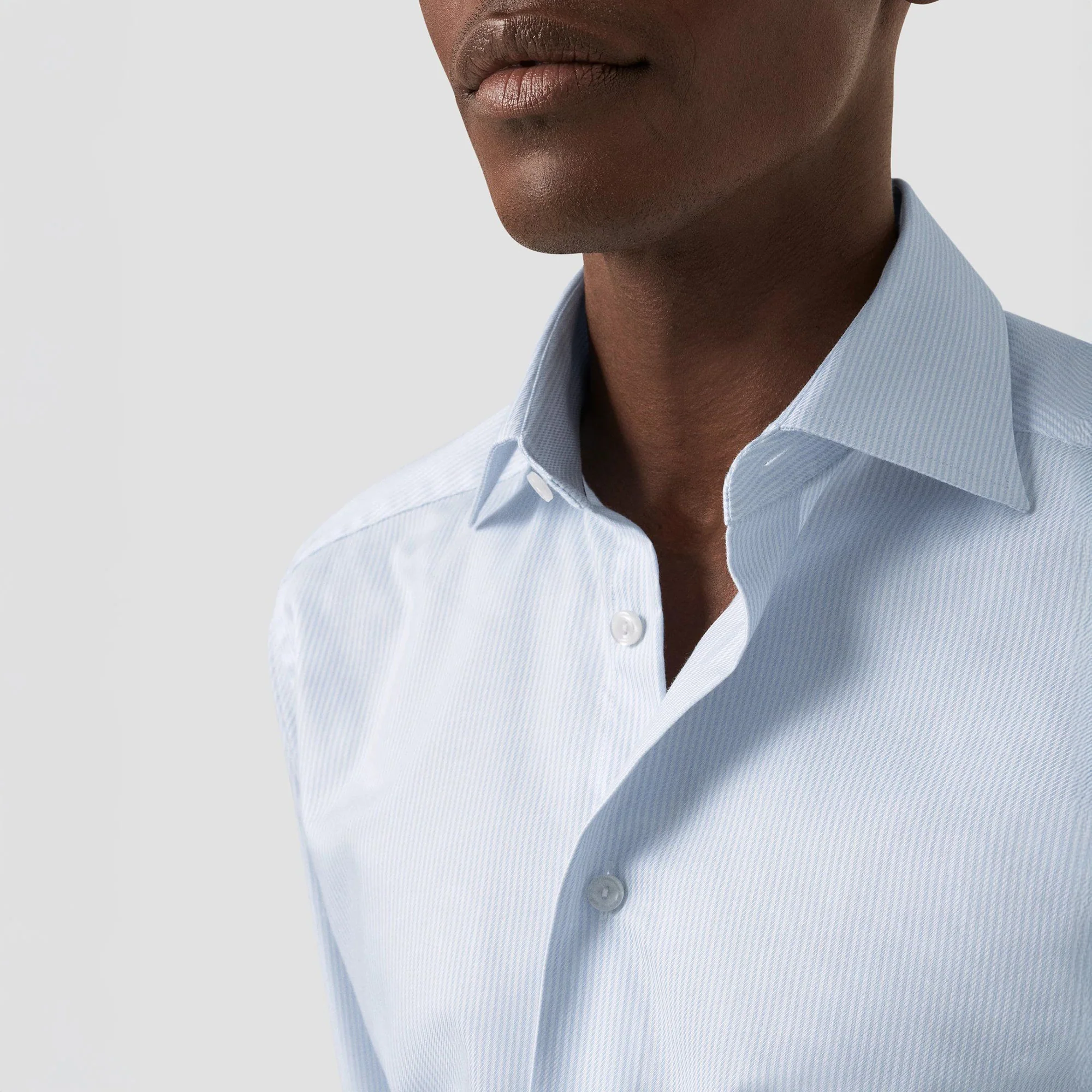 Light Blue Striped Cotton-Tencel Contemporary Fit Shirt - ETON - Image 6