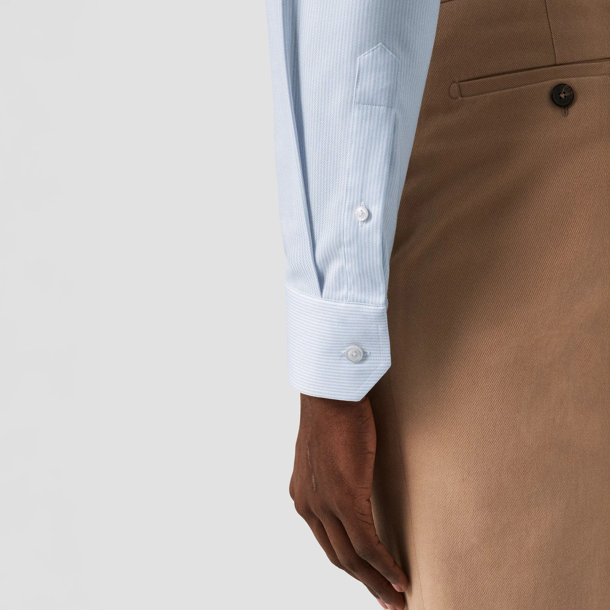Light Blue Striped Cotton-Tencel Contemporary Fit Shirt - ETON - Image 7
