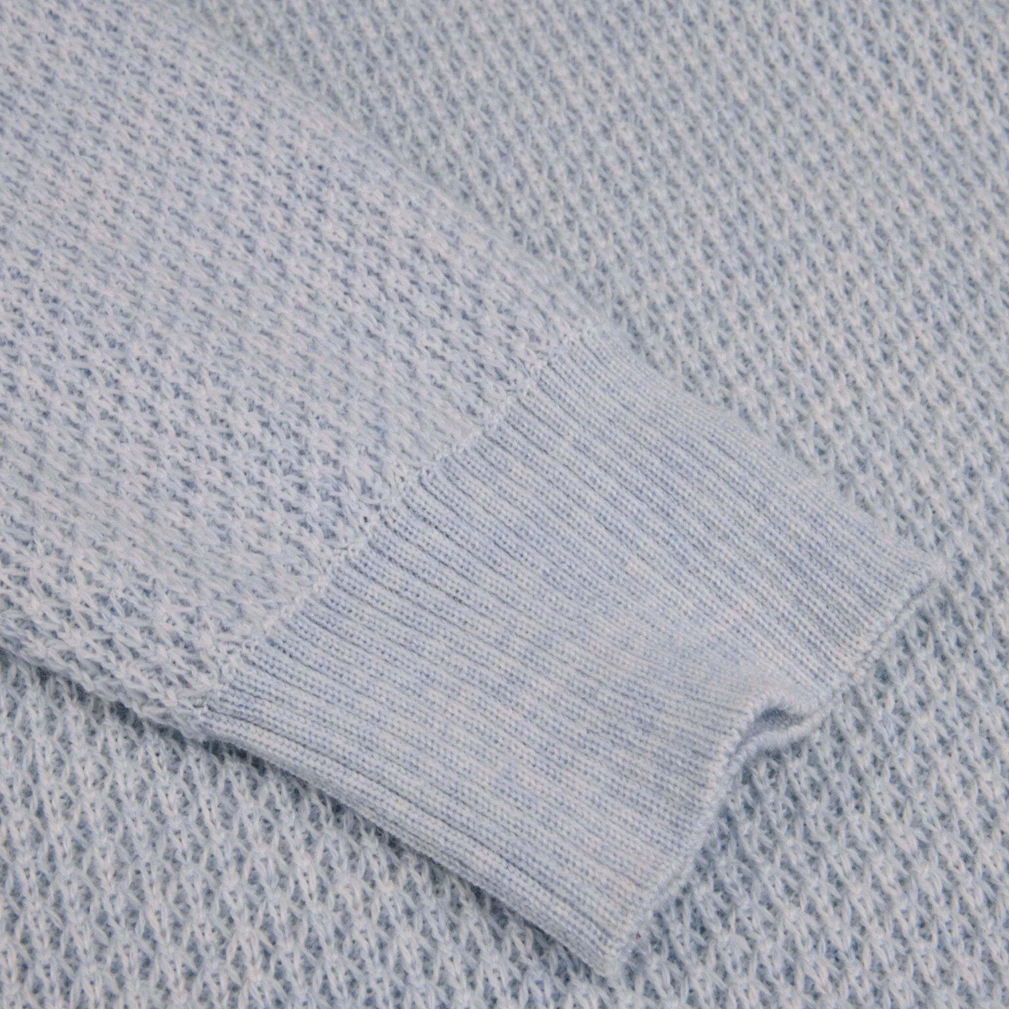 Light Blue Textured Merino Wool Half Zip Sweater - Stenströms - Image 4