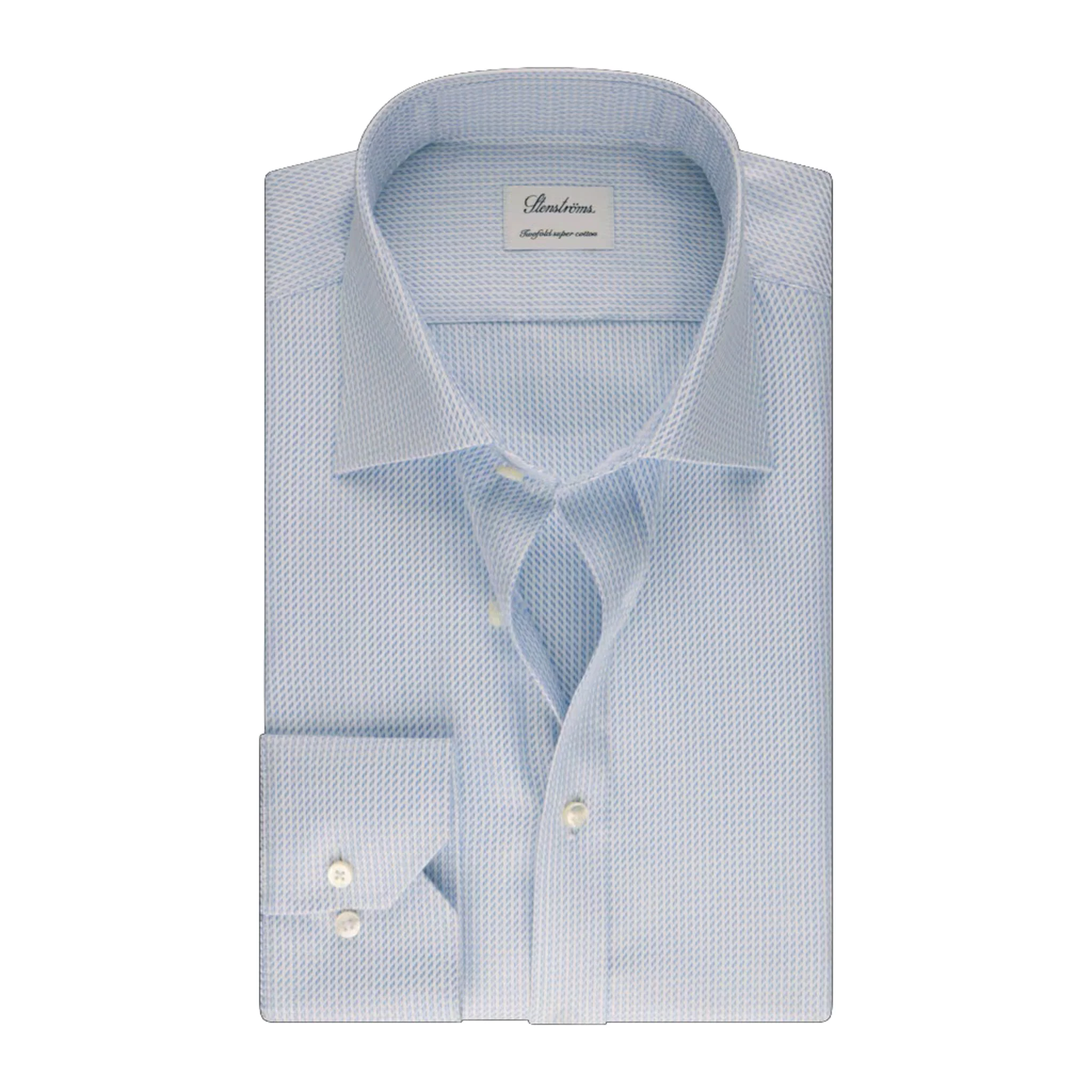 Light Blue Textured Twill Comfort Fit Dress Shirt - Stenströms