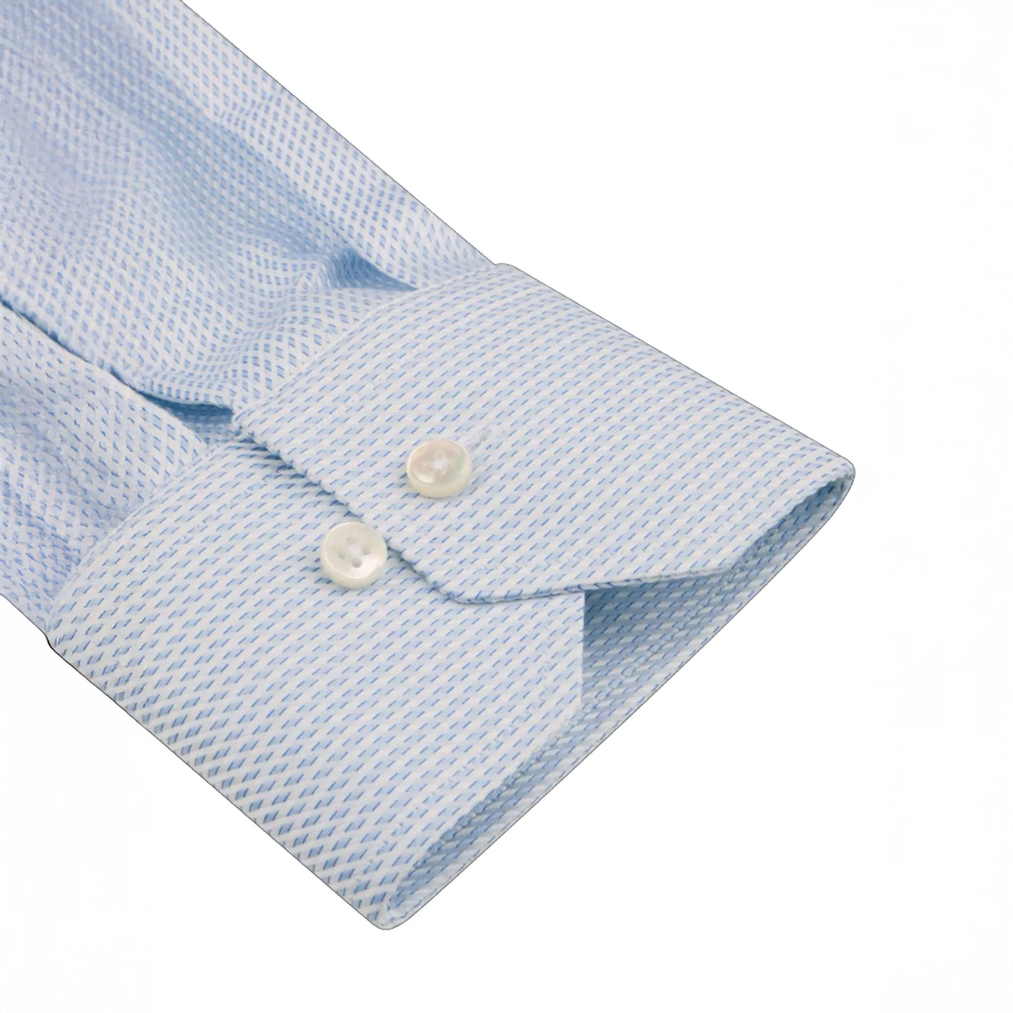 Light Blue Textured Twill Comfort Fit Dress Shirt - Stenströms - Image 3