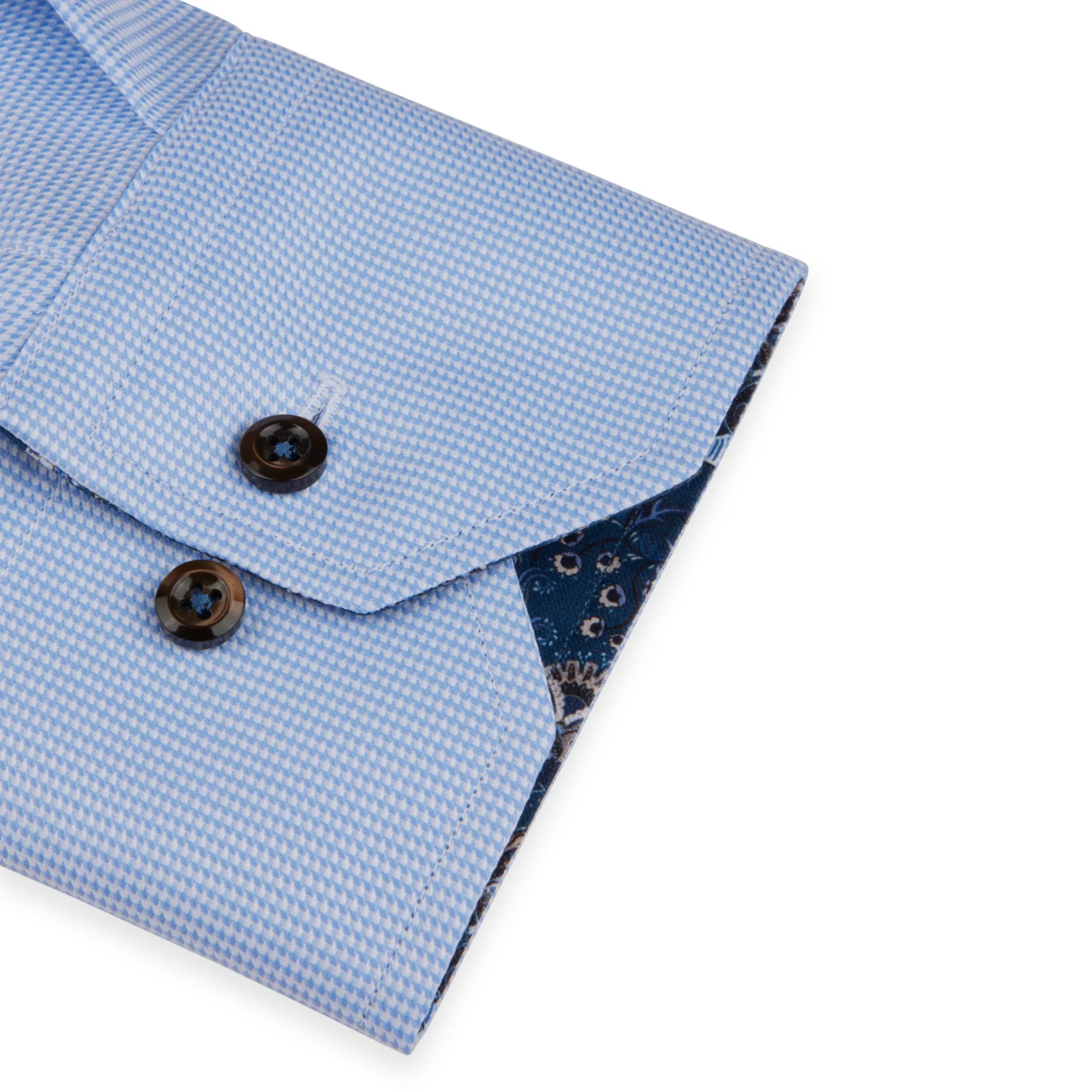 Light Blue w/ Contrast Twill Slimline Shirt - Stenströms - Image 3